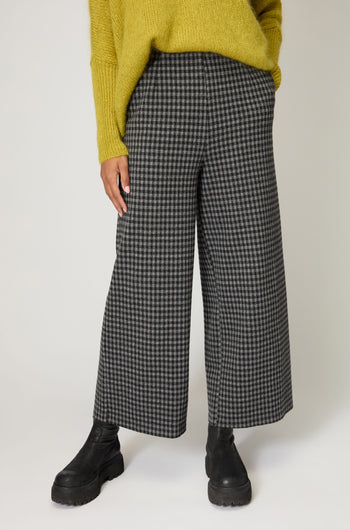 Brushed Jersey Check Straight Trousers