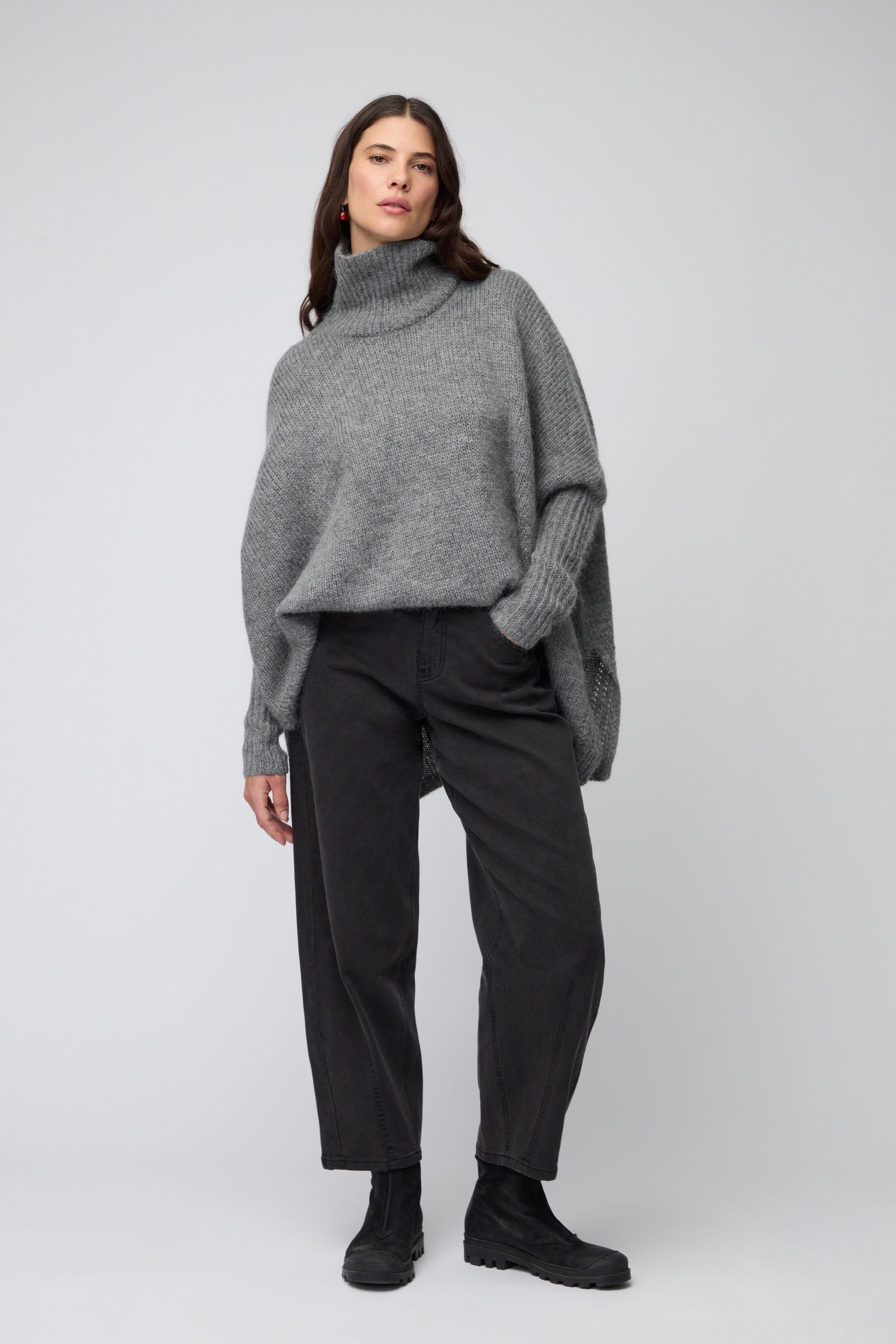 Black Stretch Denim Bubble Trouser