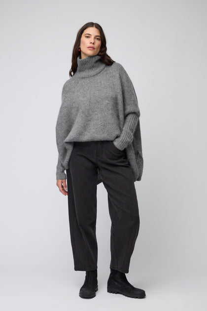 Black Stretch Denim Bubble Trouser
