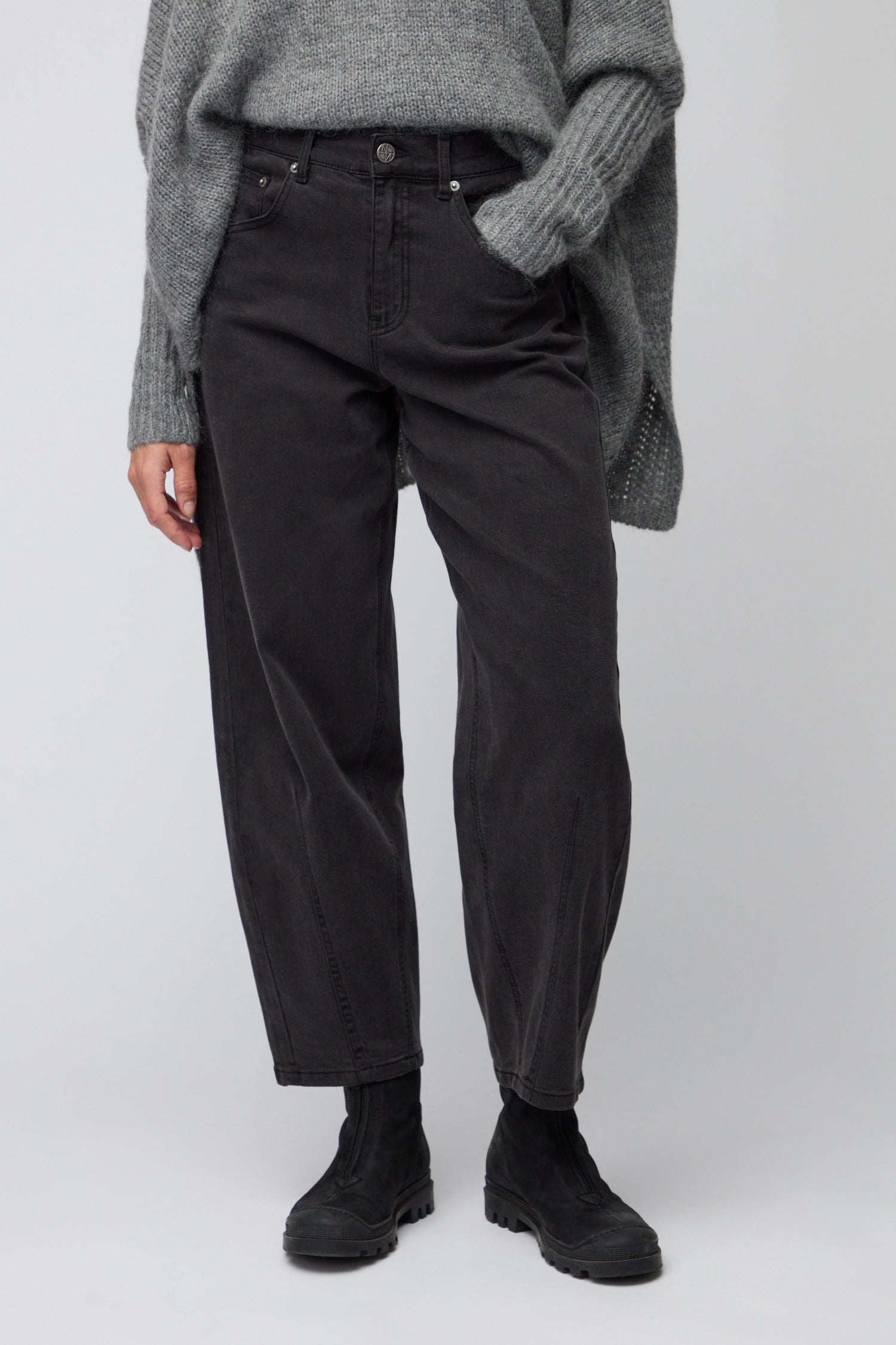 Black Stretch Denim Bubble Trouser