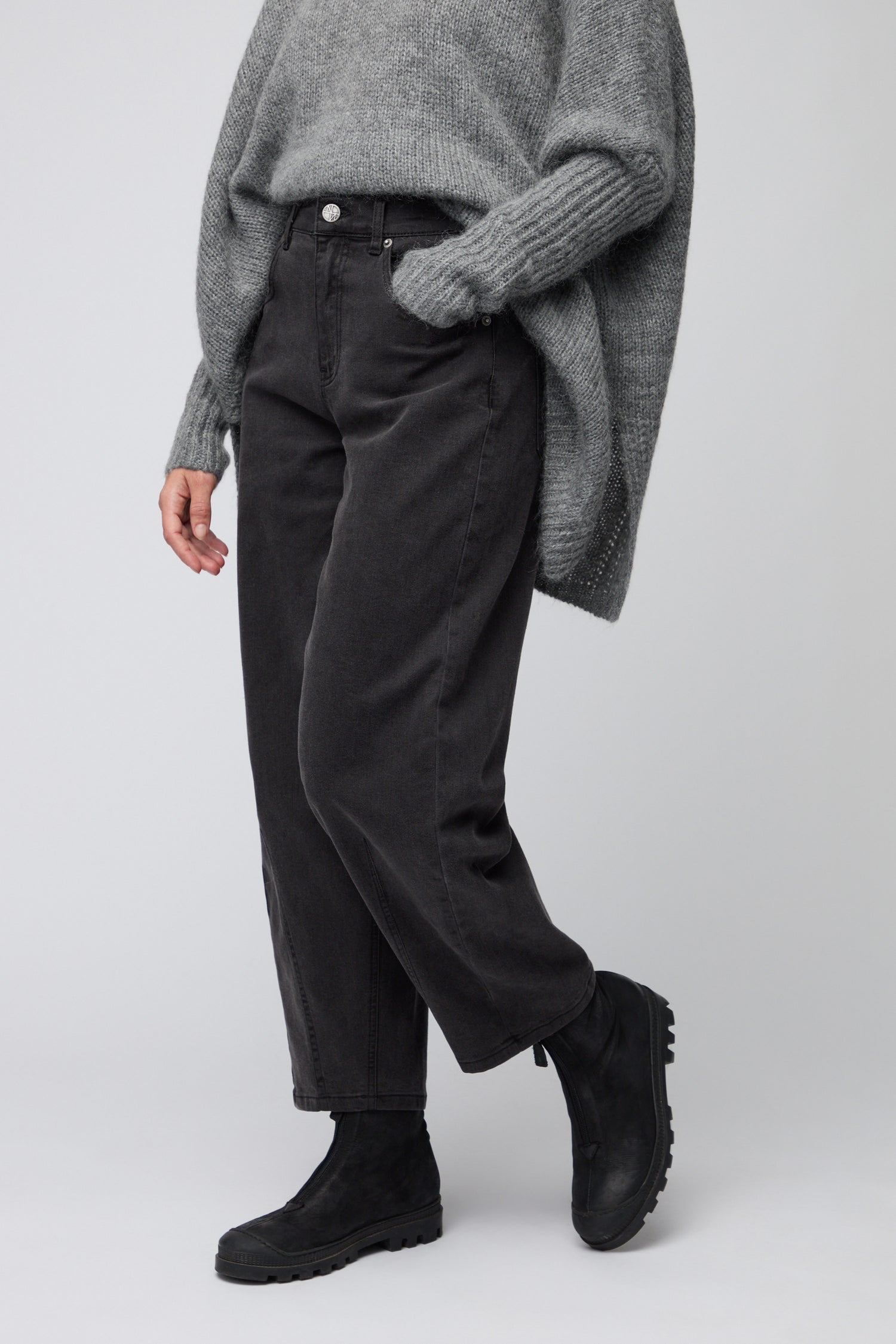 Black Stretch Denim Bubble Trouser