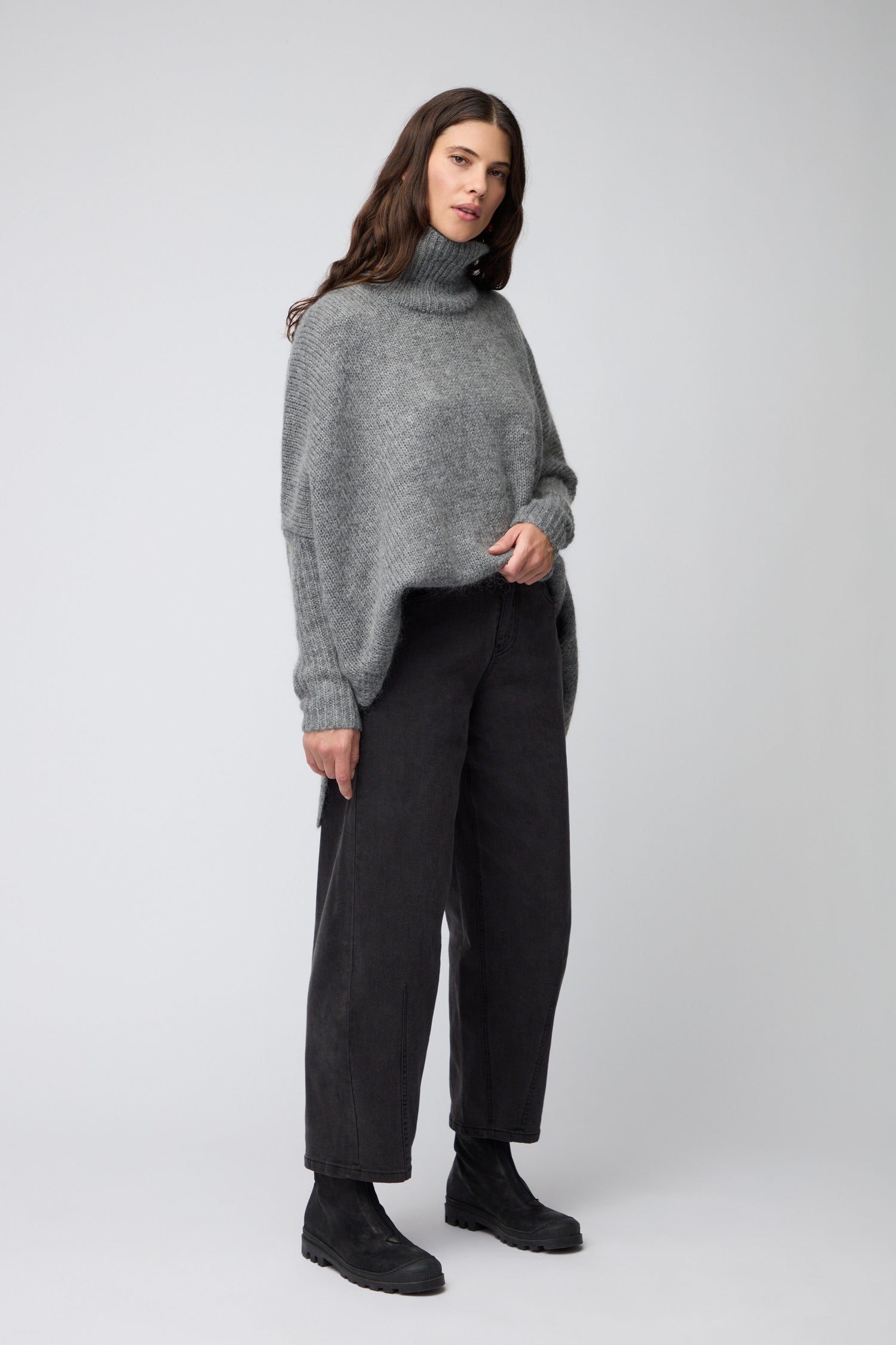 Black Stretch Denim Bubble Trouser