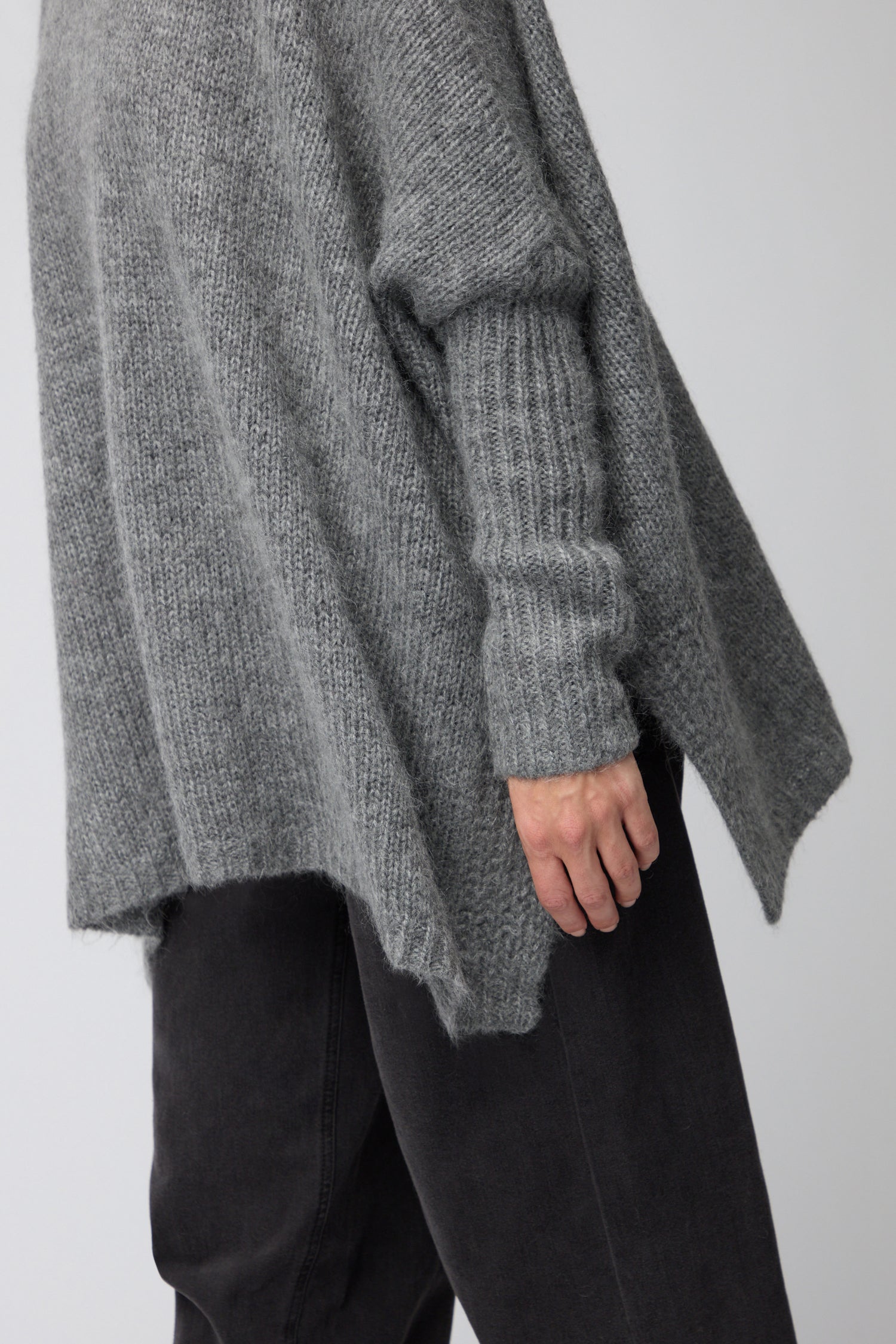 Grey Wool Mix Poncho
