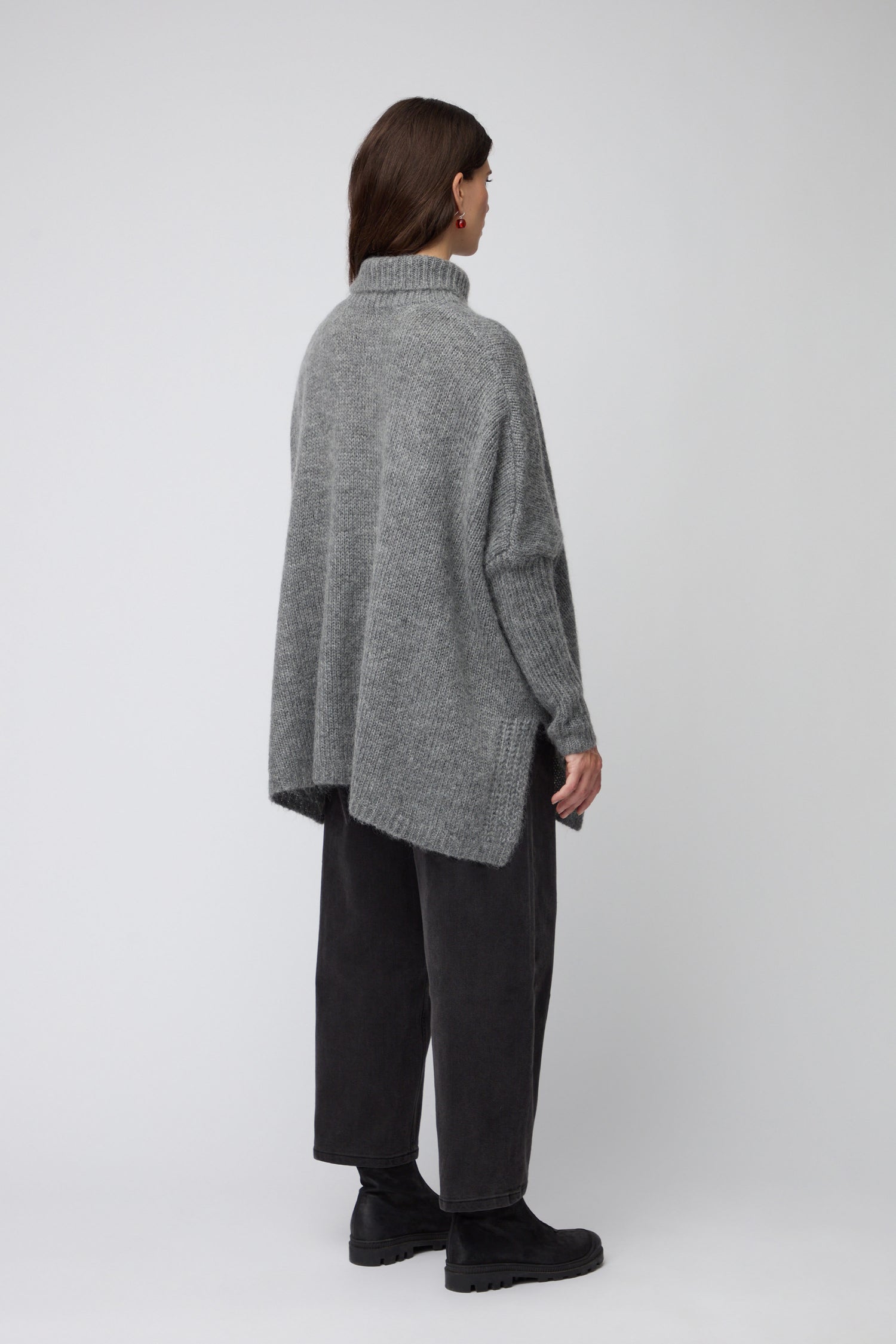Grey Wool Mix Poncho