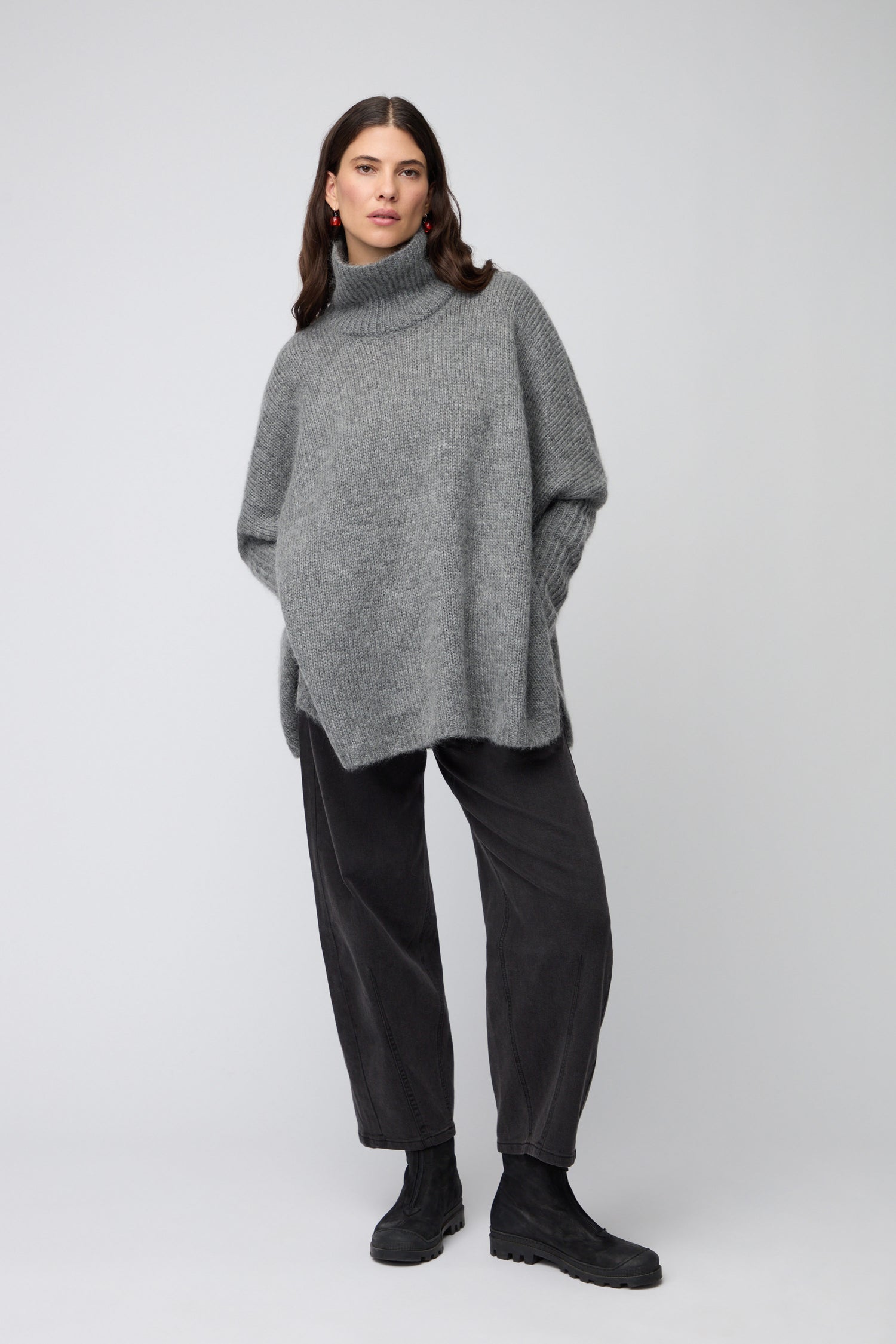 Grey Wool Mix Poncho