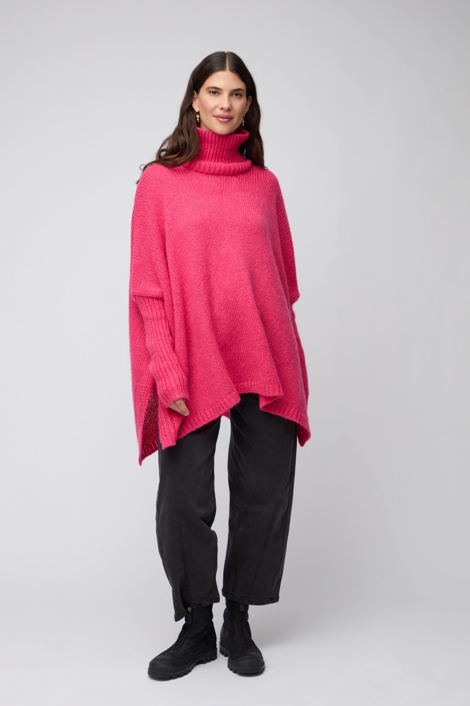 Pink Wool Mix Poncho