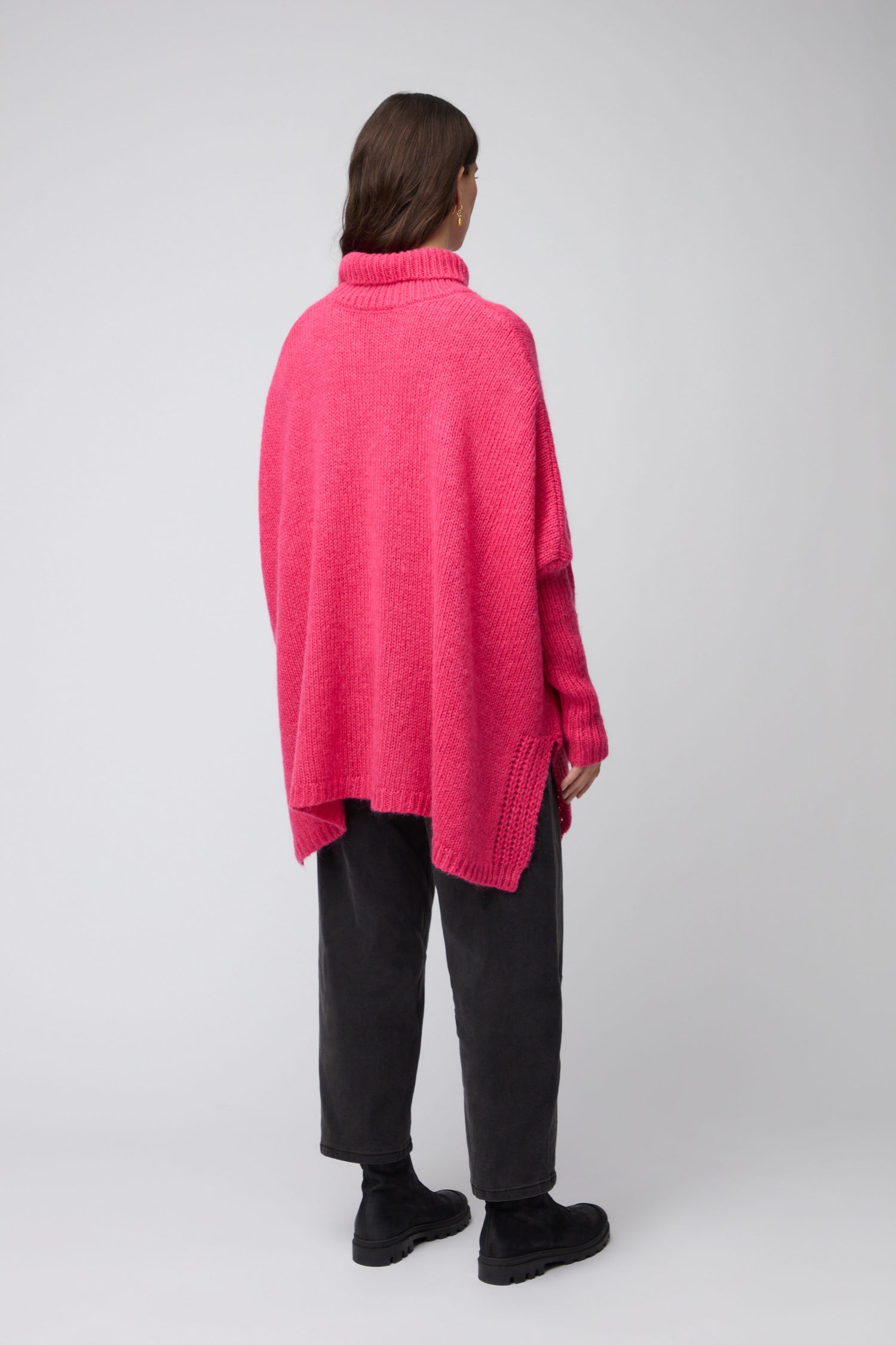 Pink Wool Mix Poncho