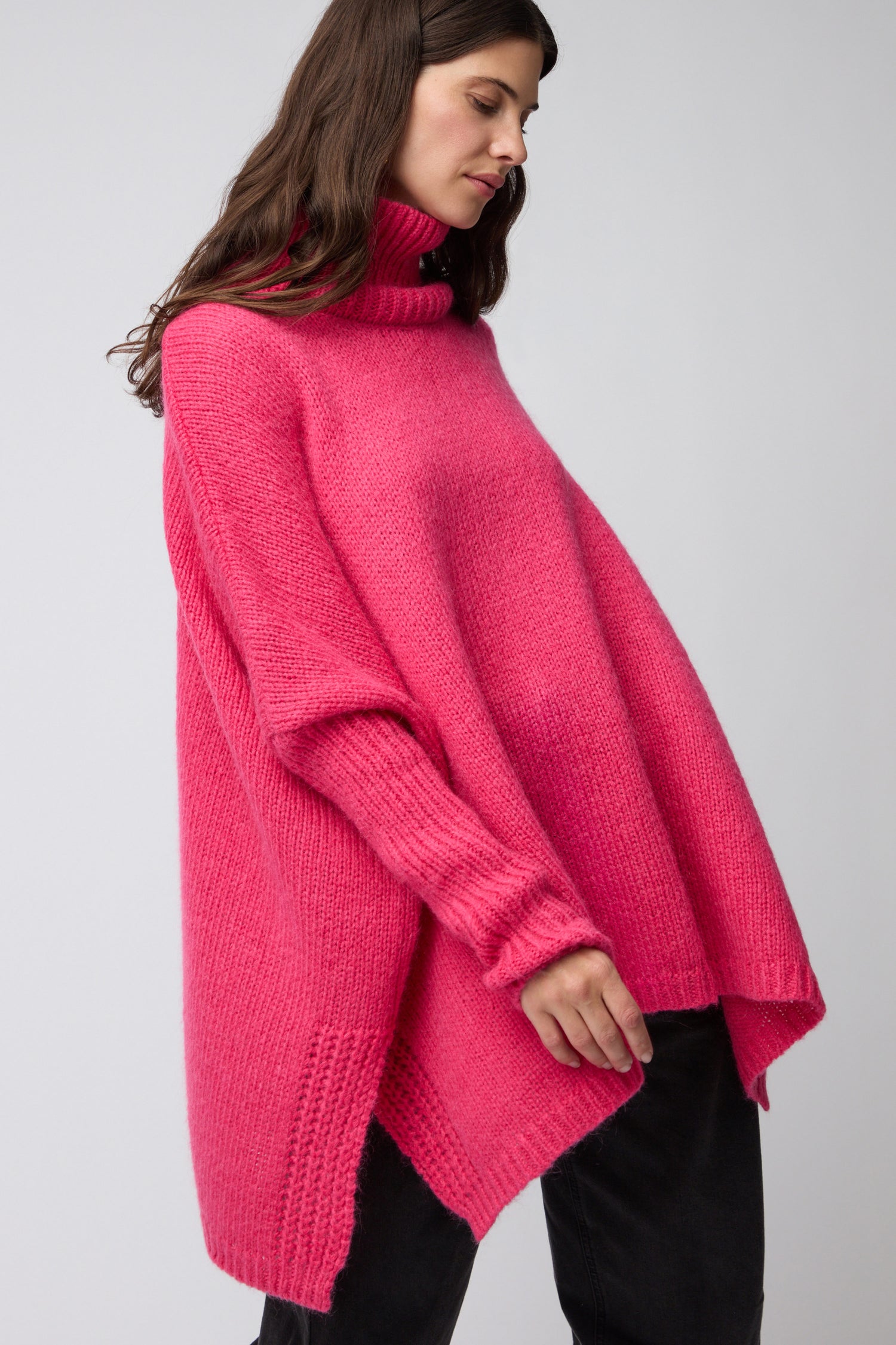 Pink Wool Mix Poncho