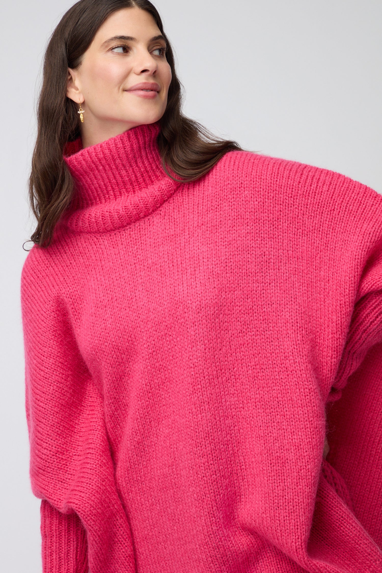 Pink Wool Mix Poncho