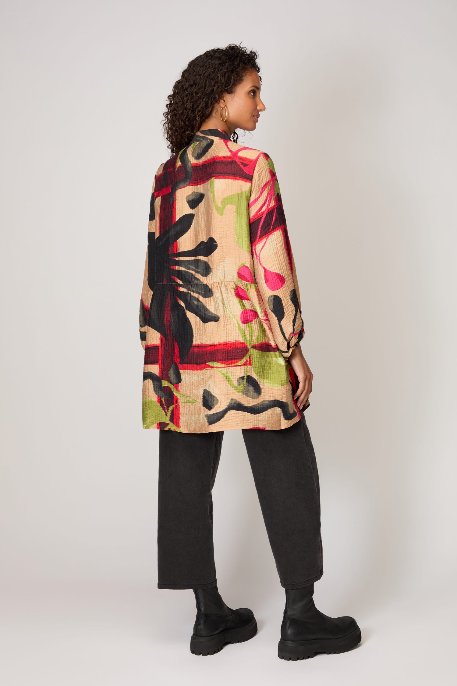 Crinkle Viscose Pink Print Tunic