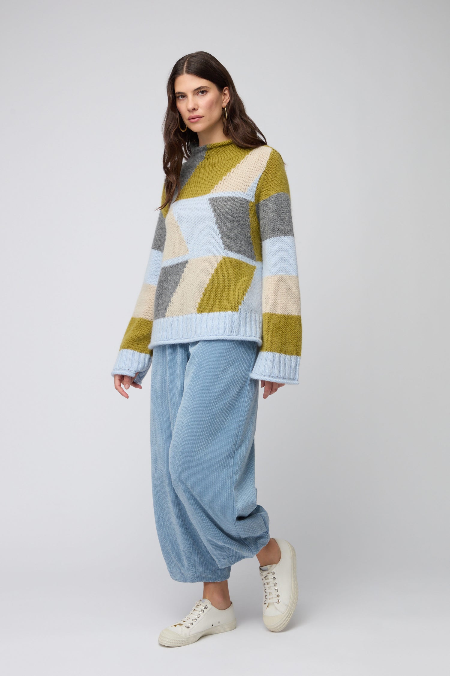 Blue Colour Block Knit