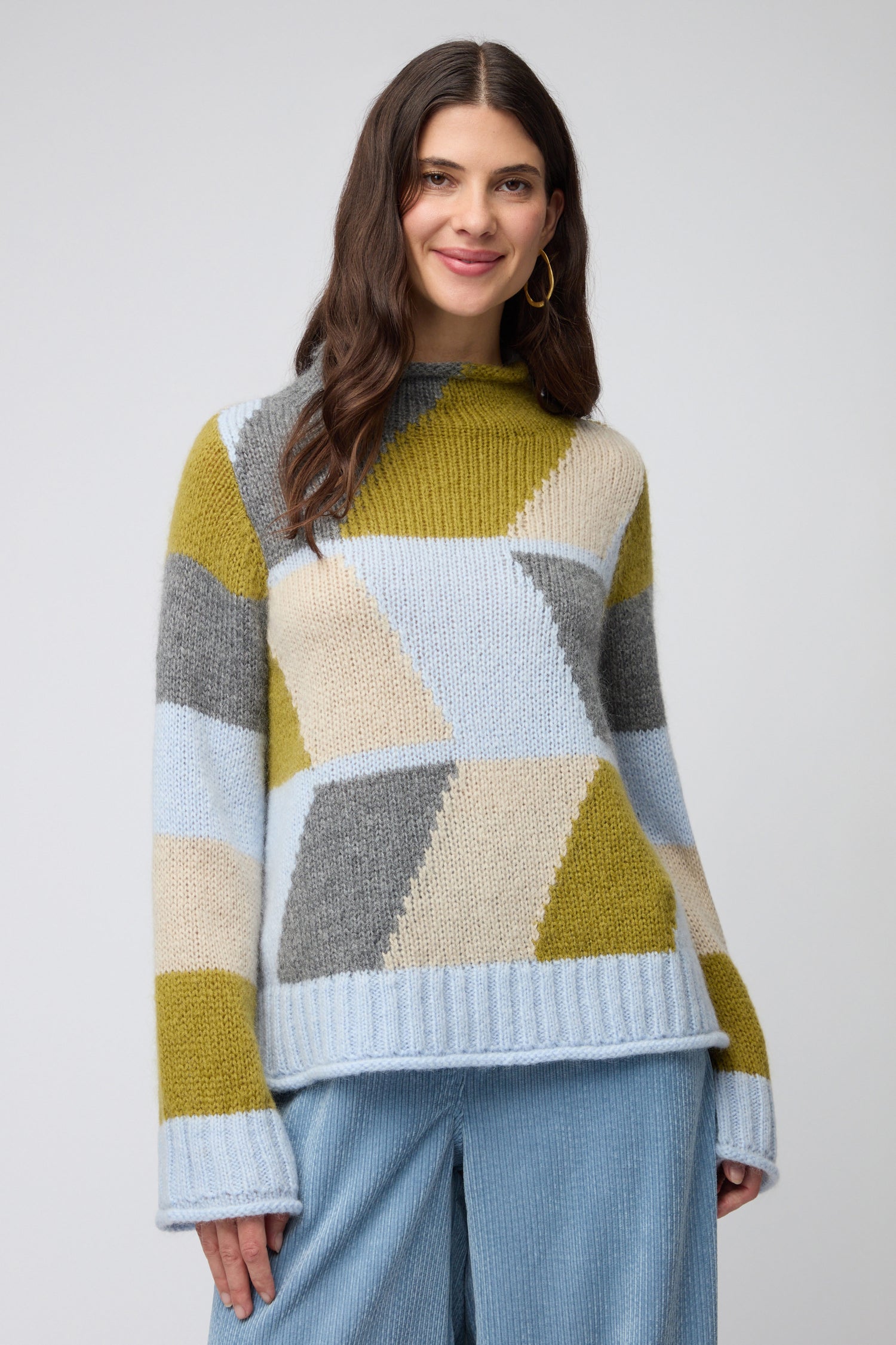 Blue Colour Block Knit