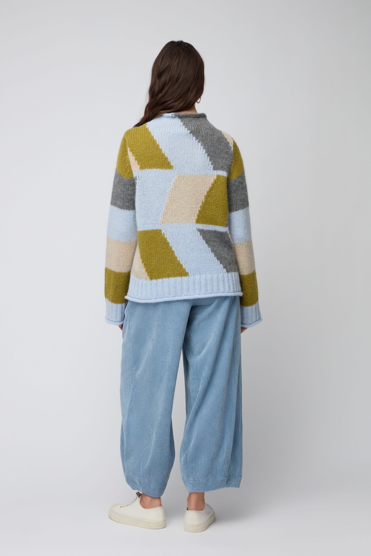 Blue Colour Block Knit