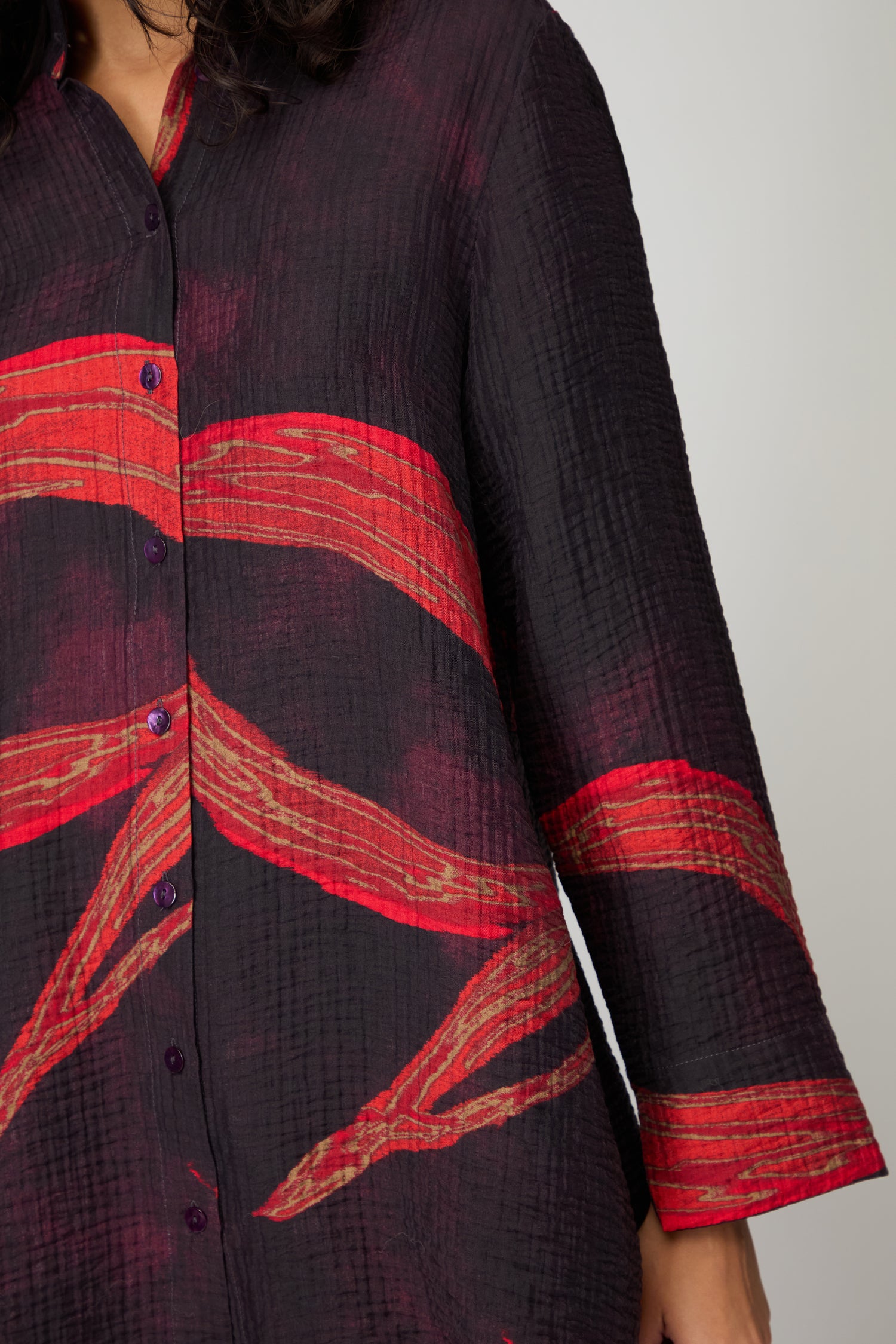 Ribbon Print Viscose Shirt