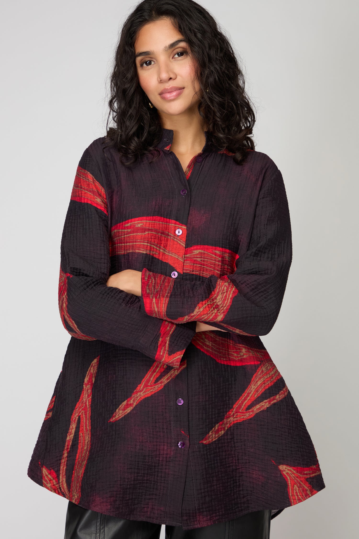 Ribbon Print Viscose Shirt