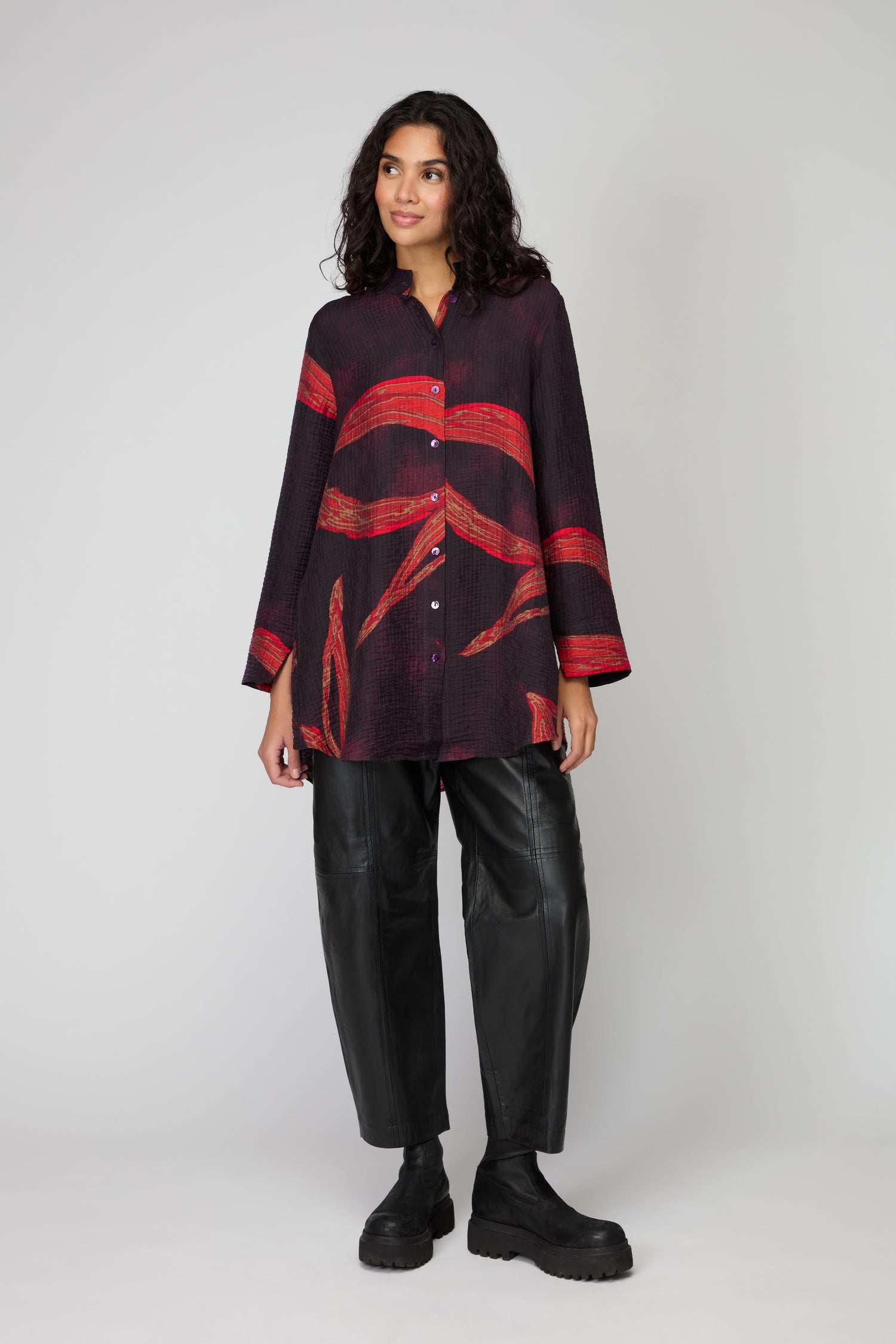 Ribbon Print Viscose Shirt