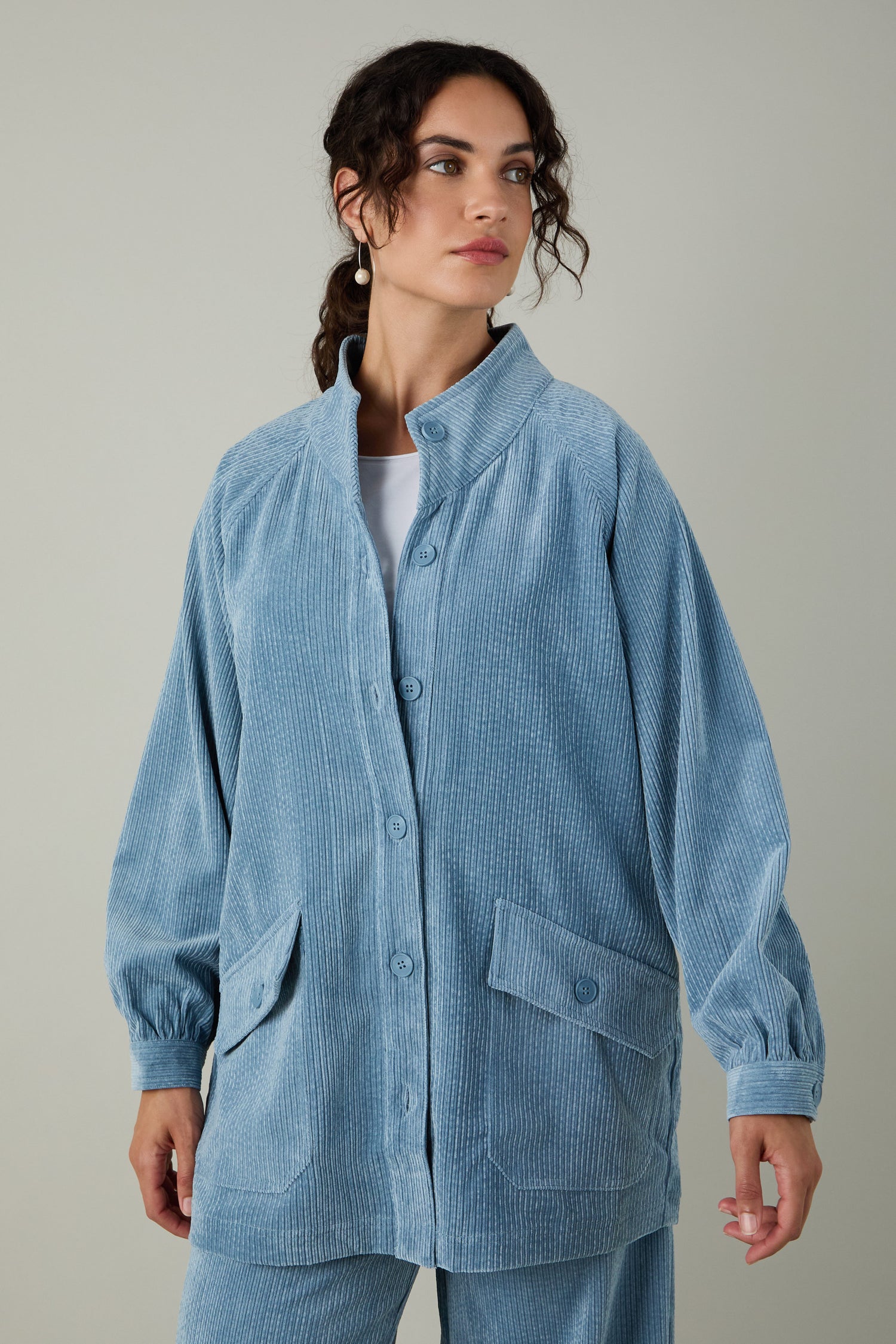 Pale Blue Stretch Cord Jacket