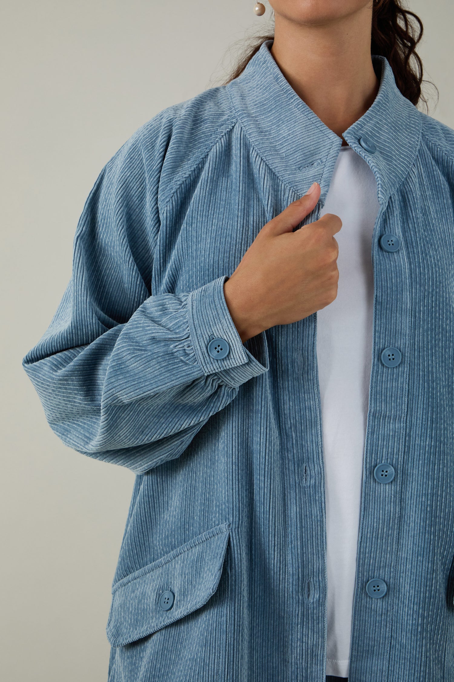 Pale Blue Stretch Cord Jacket
