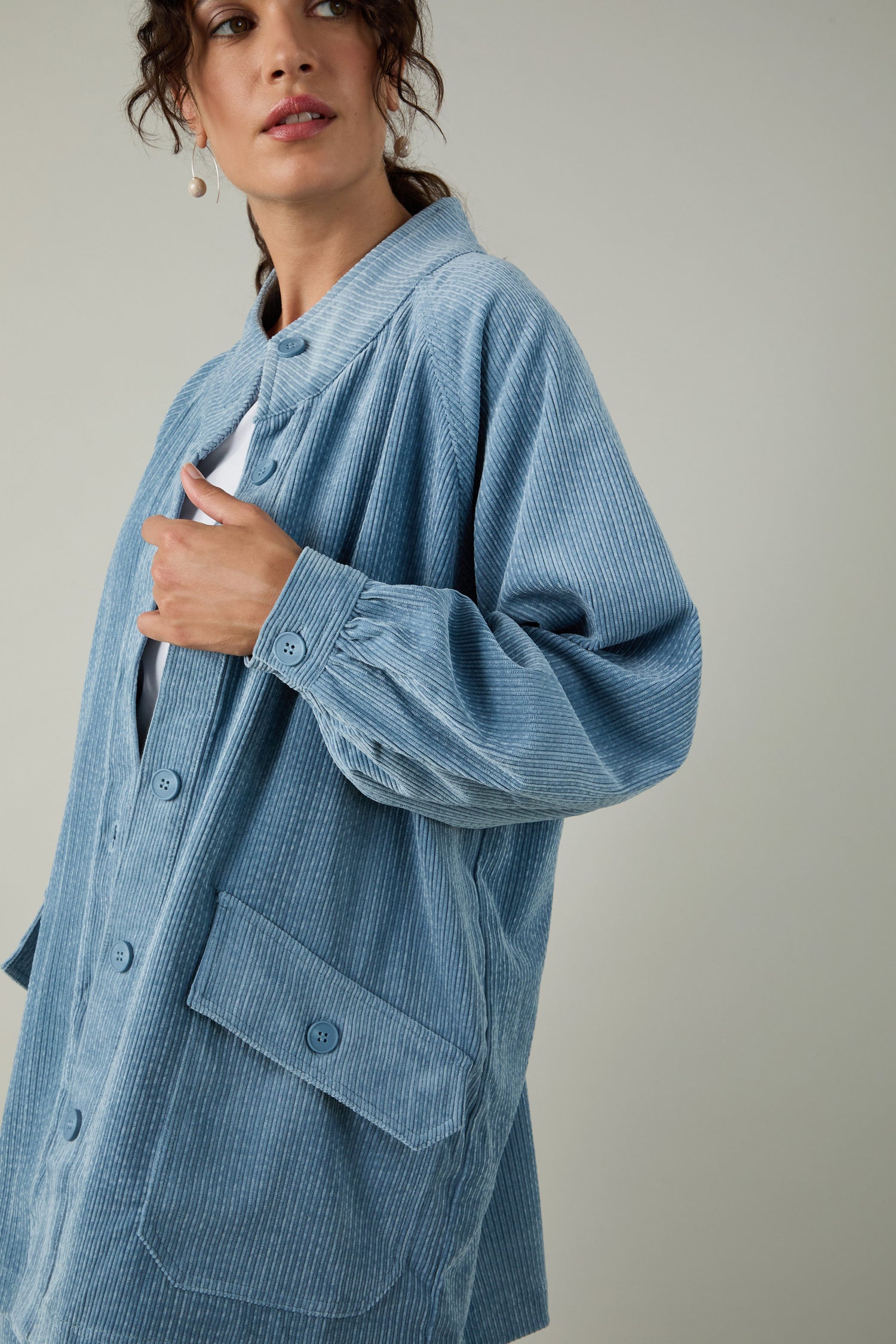 Pale Blue Stretch Cord Jacket