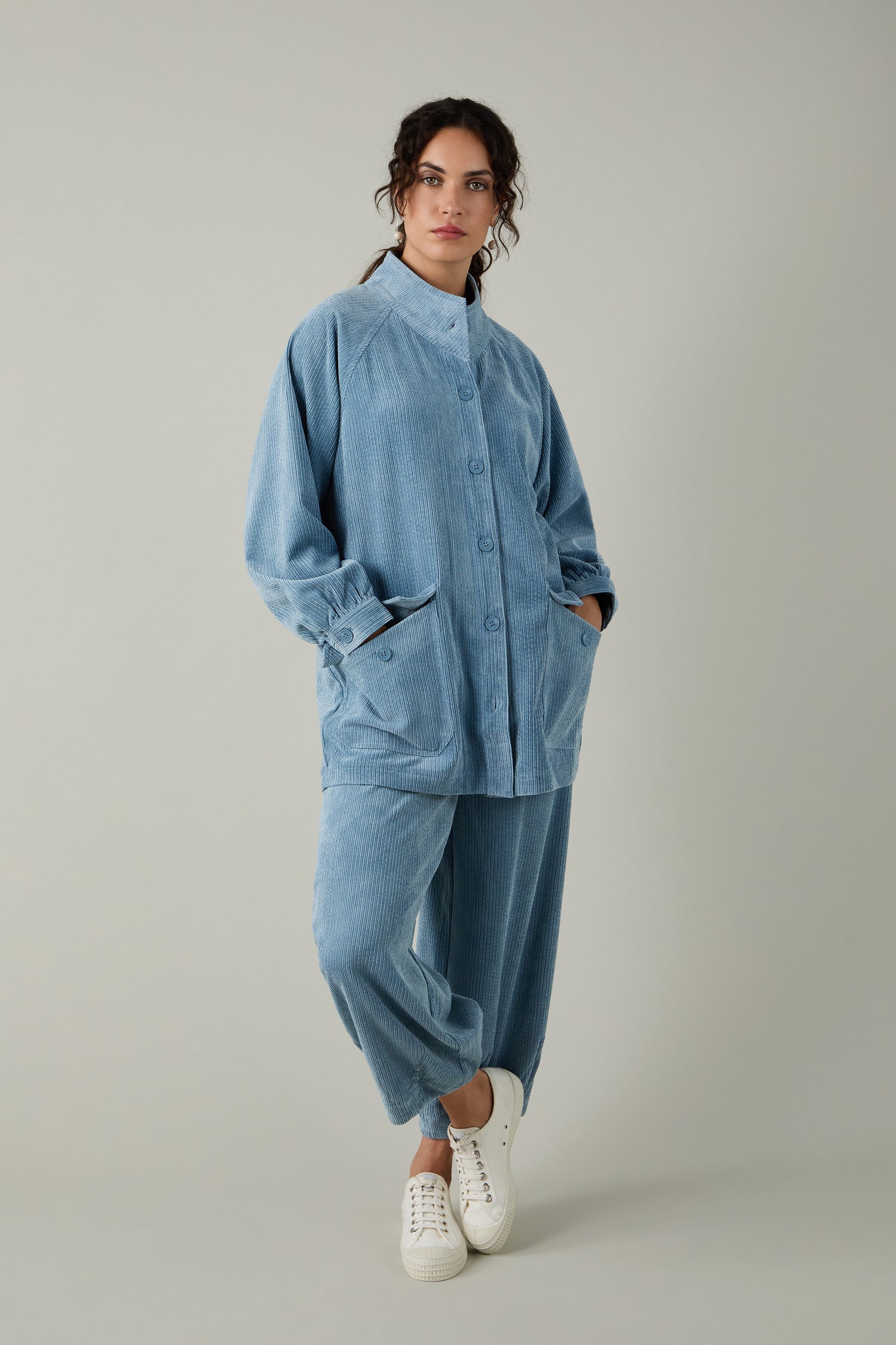 Pale Blue Stretch Cord Jacket