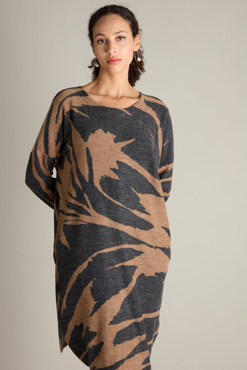 Scoop Neck Jacquard Dress – Sahara