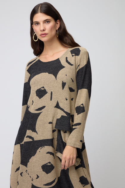 Grey Big Pocket Jacquard Dress