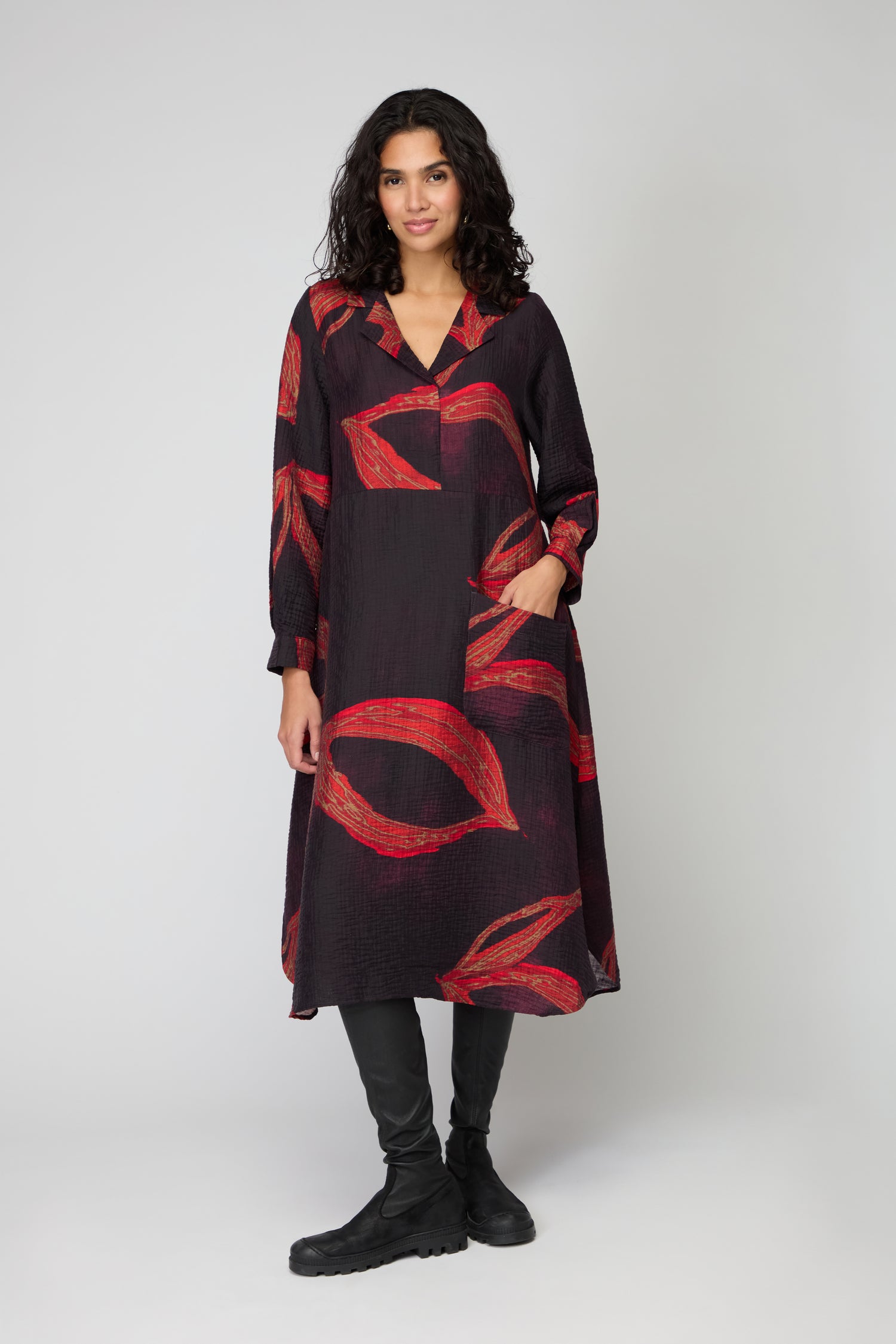 Ribbon Print Viscose Dress