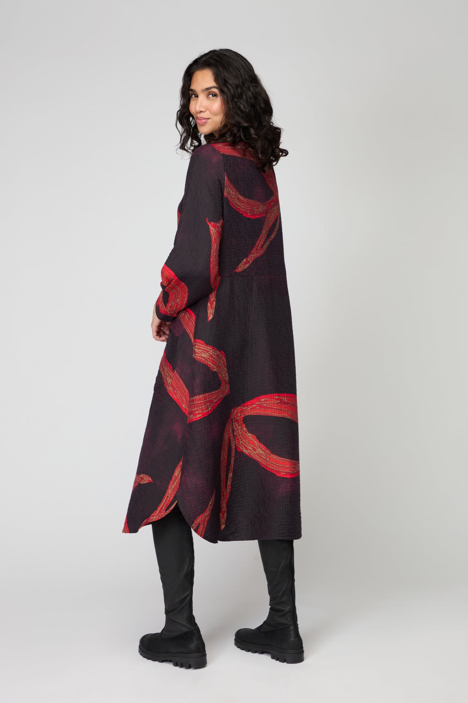 Ribbon Print Viscose Dress