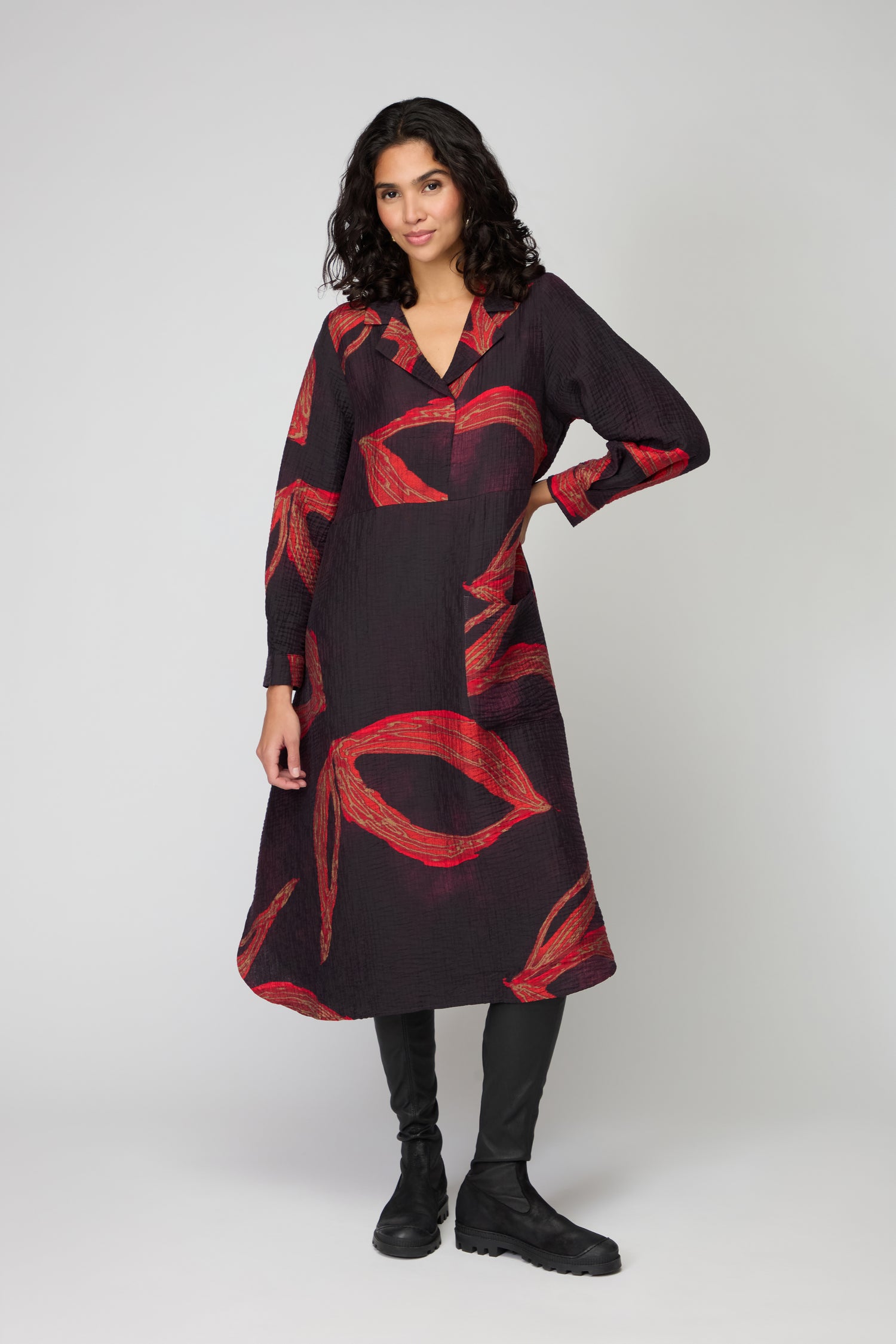 Ribbon Print Viscose Dress