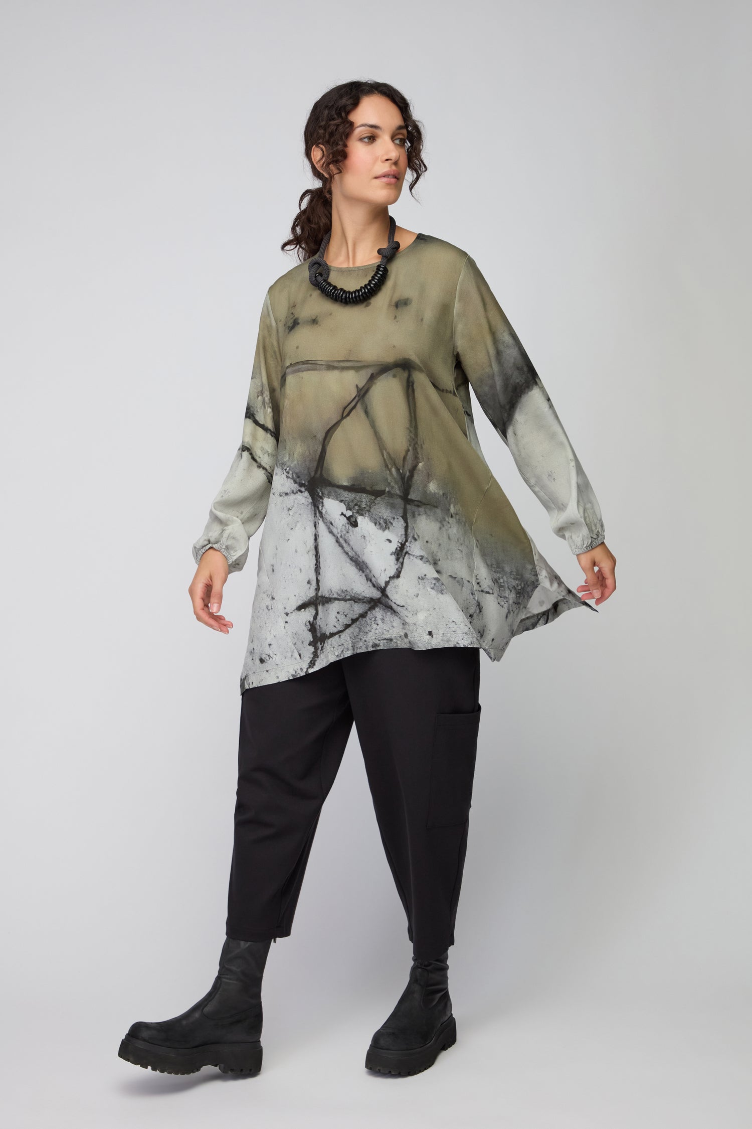 Cross Print Viscose Tunic