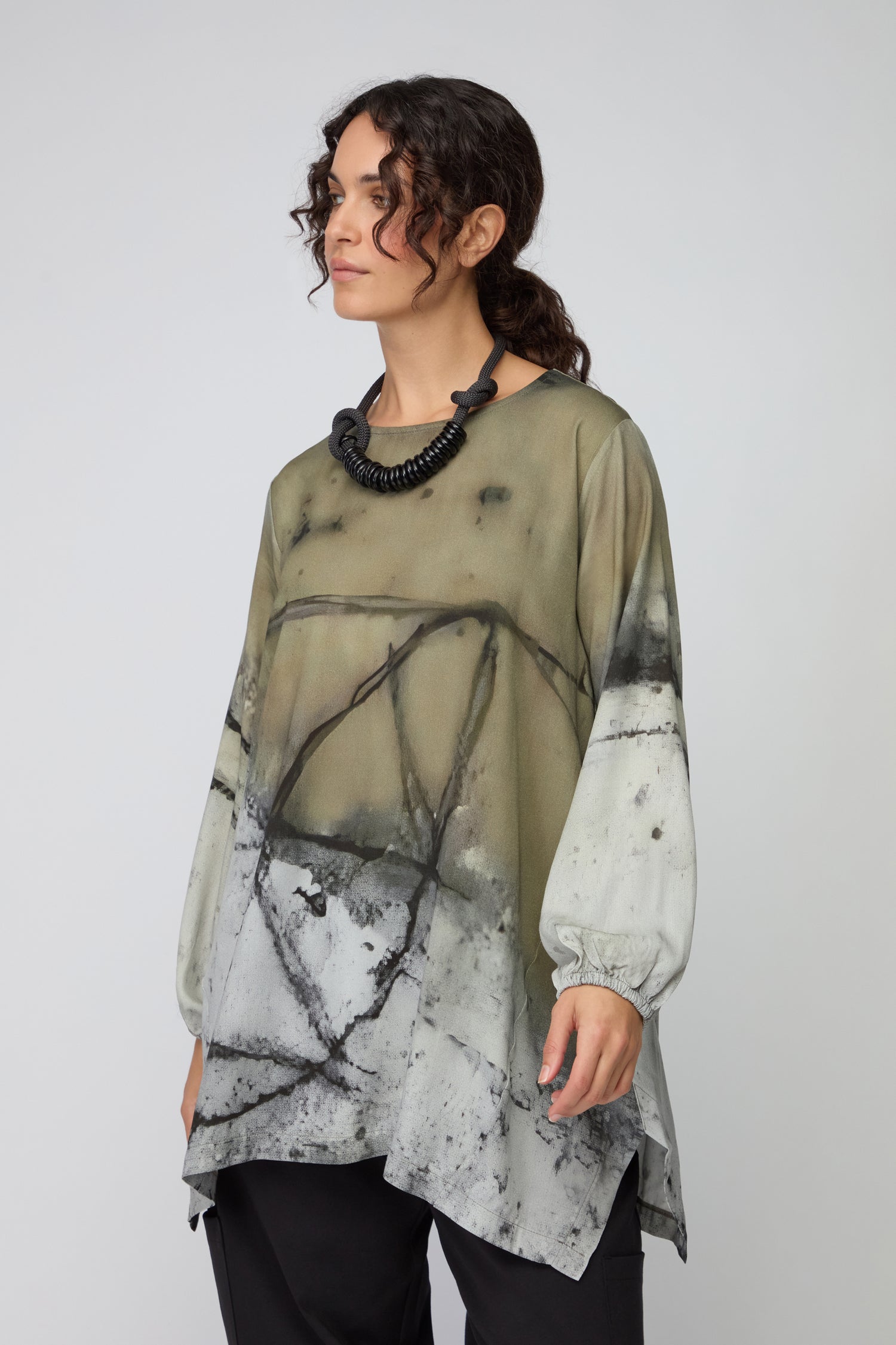 Cross Print Viscose Tunic