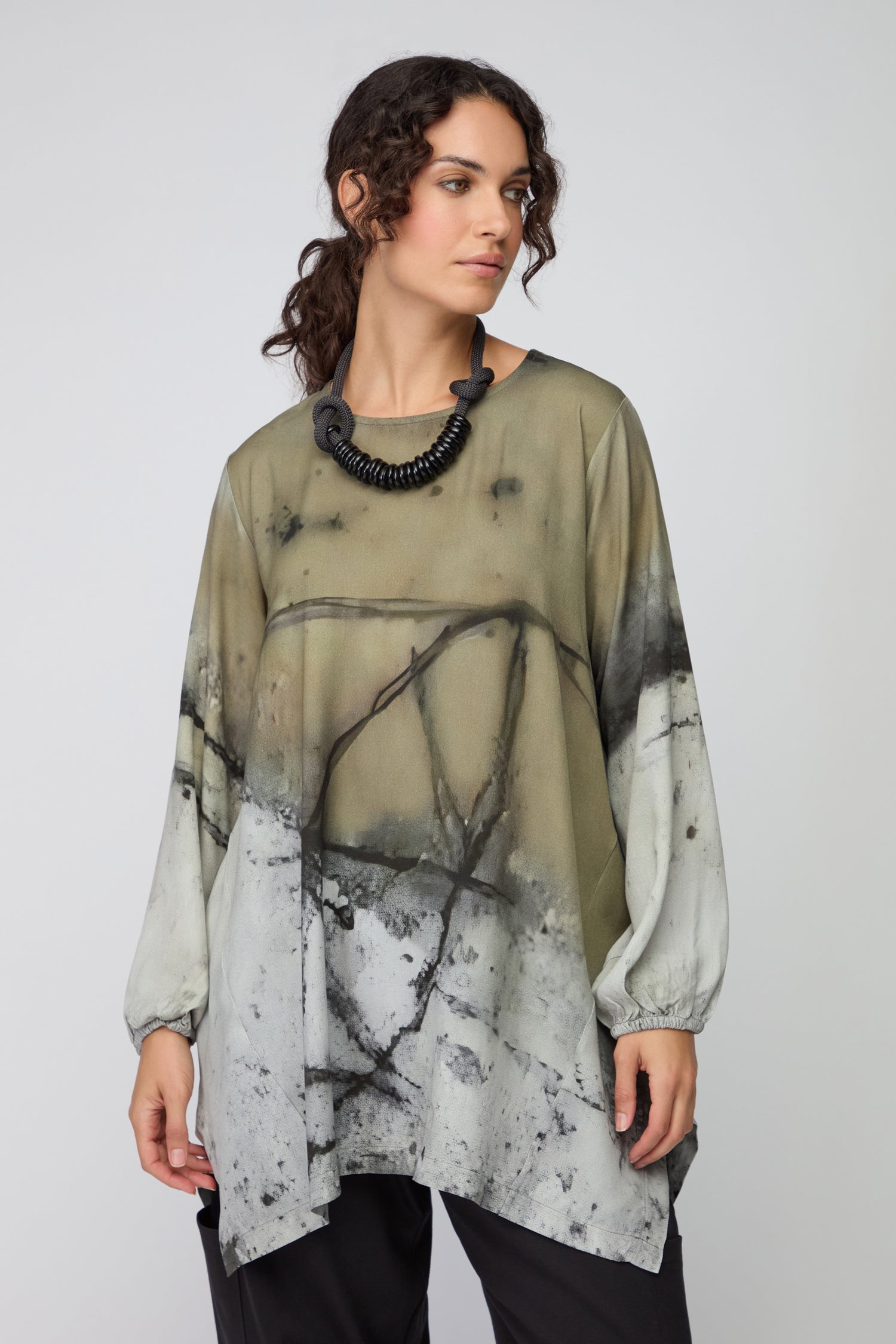 Cross Print Viscose Tunic