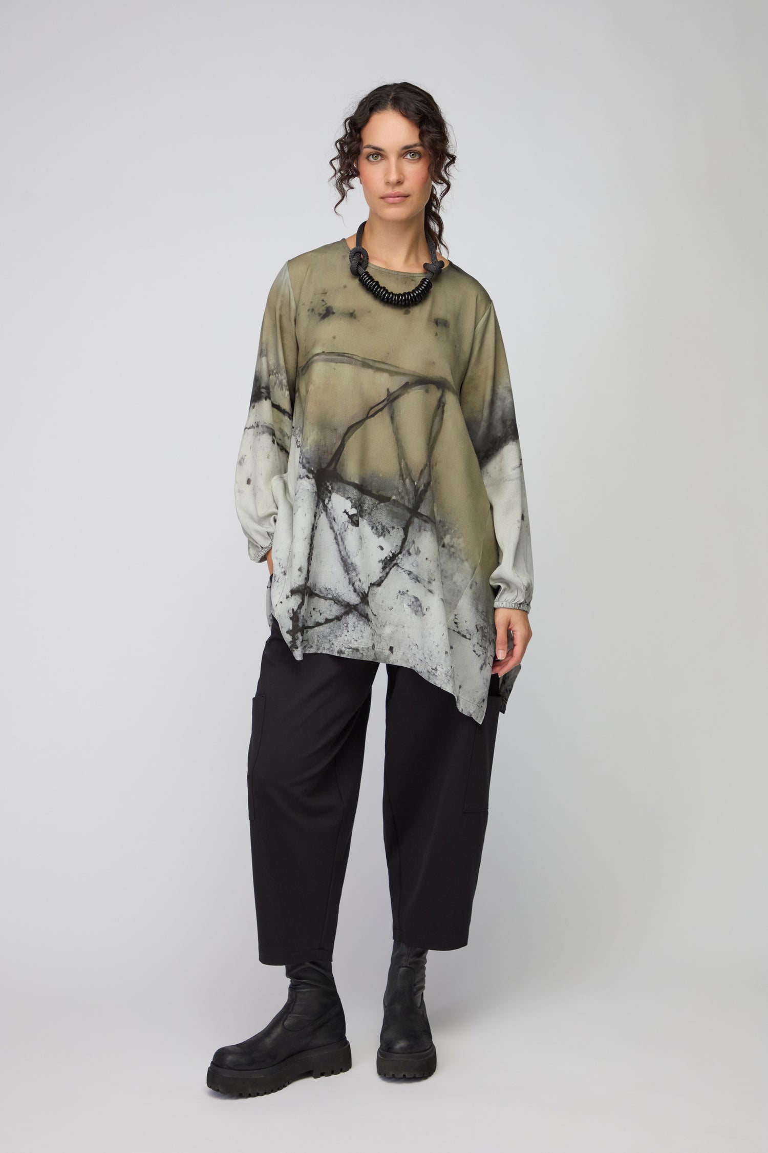 Cross Print Viscose Tunic