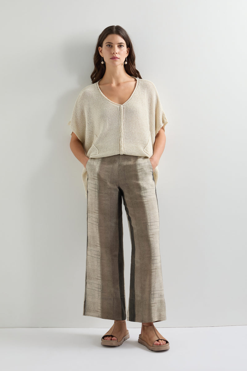 パンツ sahara Wavy Mosaic Stretch Pants Wide Stripe Trouser – Sahara