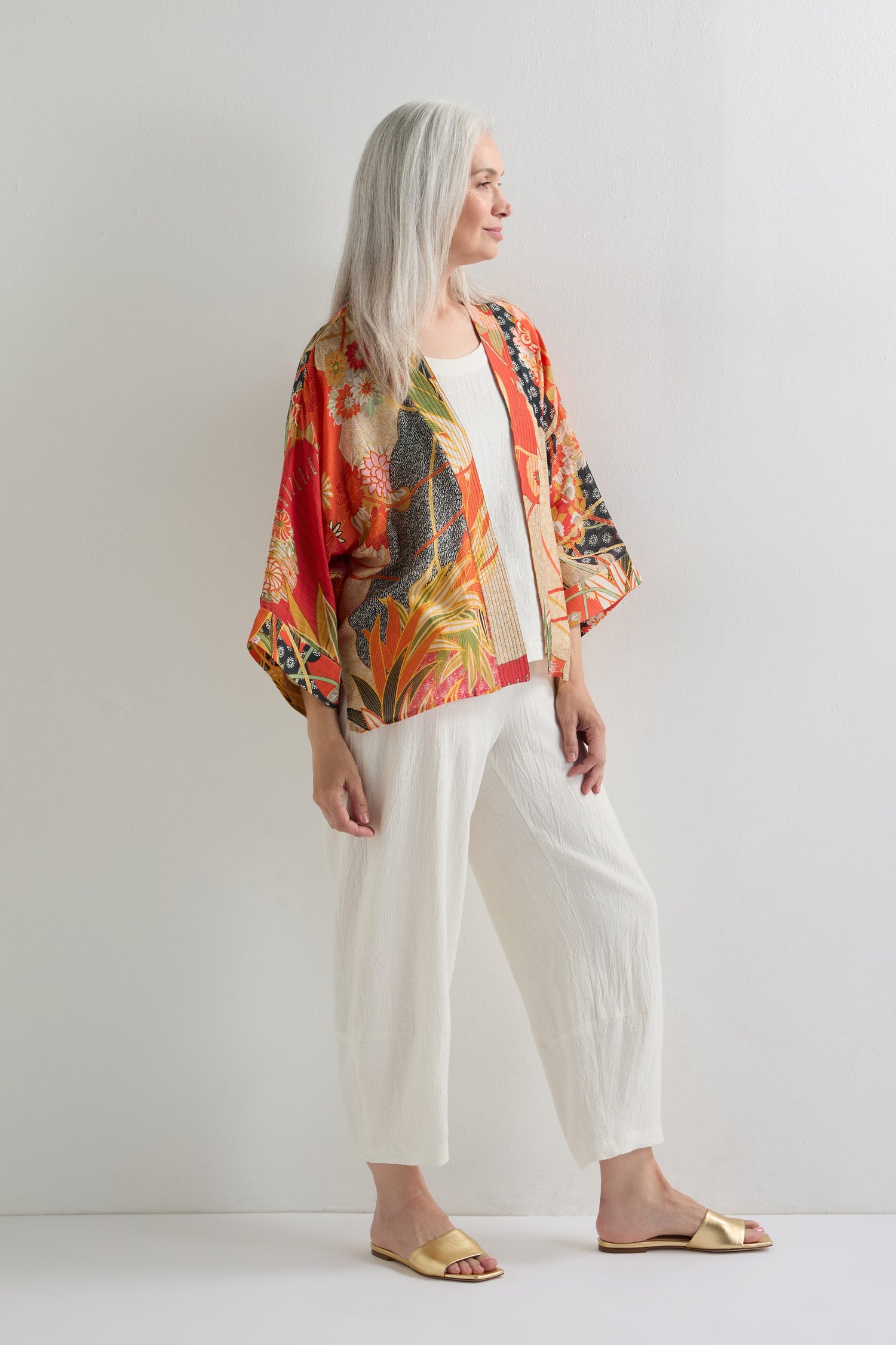 Fans Print Kimono