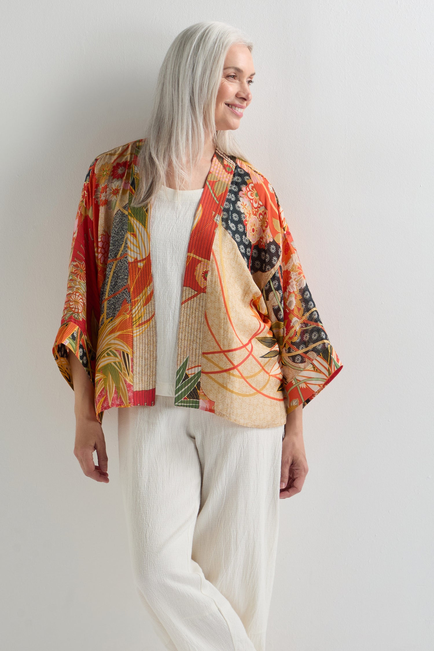 Fans Print Kimono