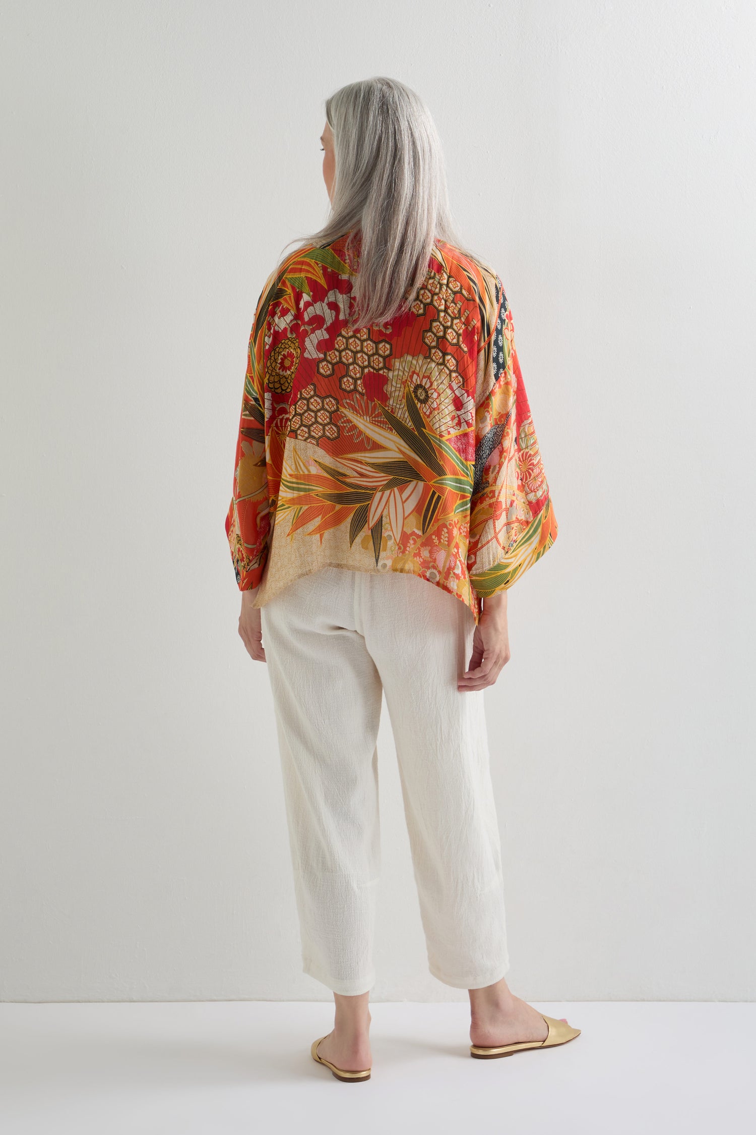 Fans Print Kimono