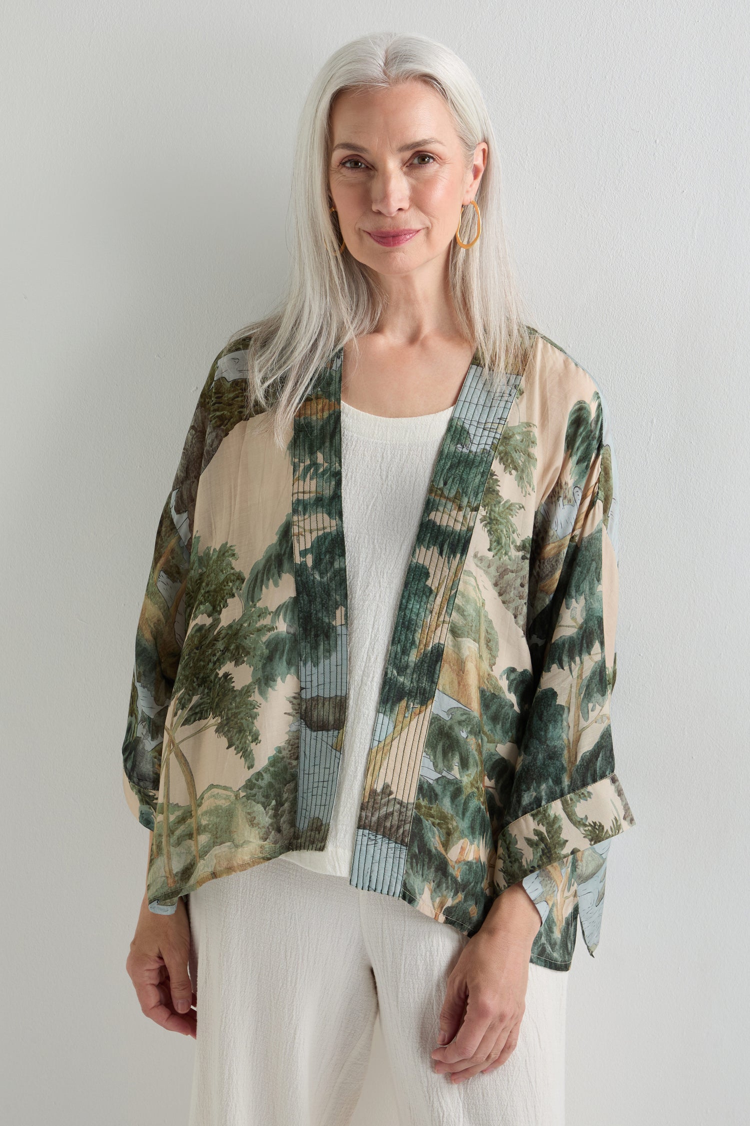 Rivers and Trees Print Kimono