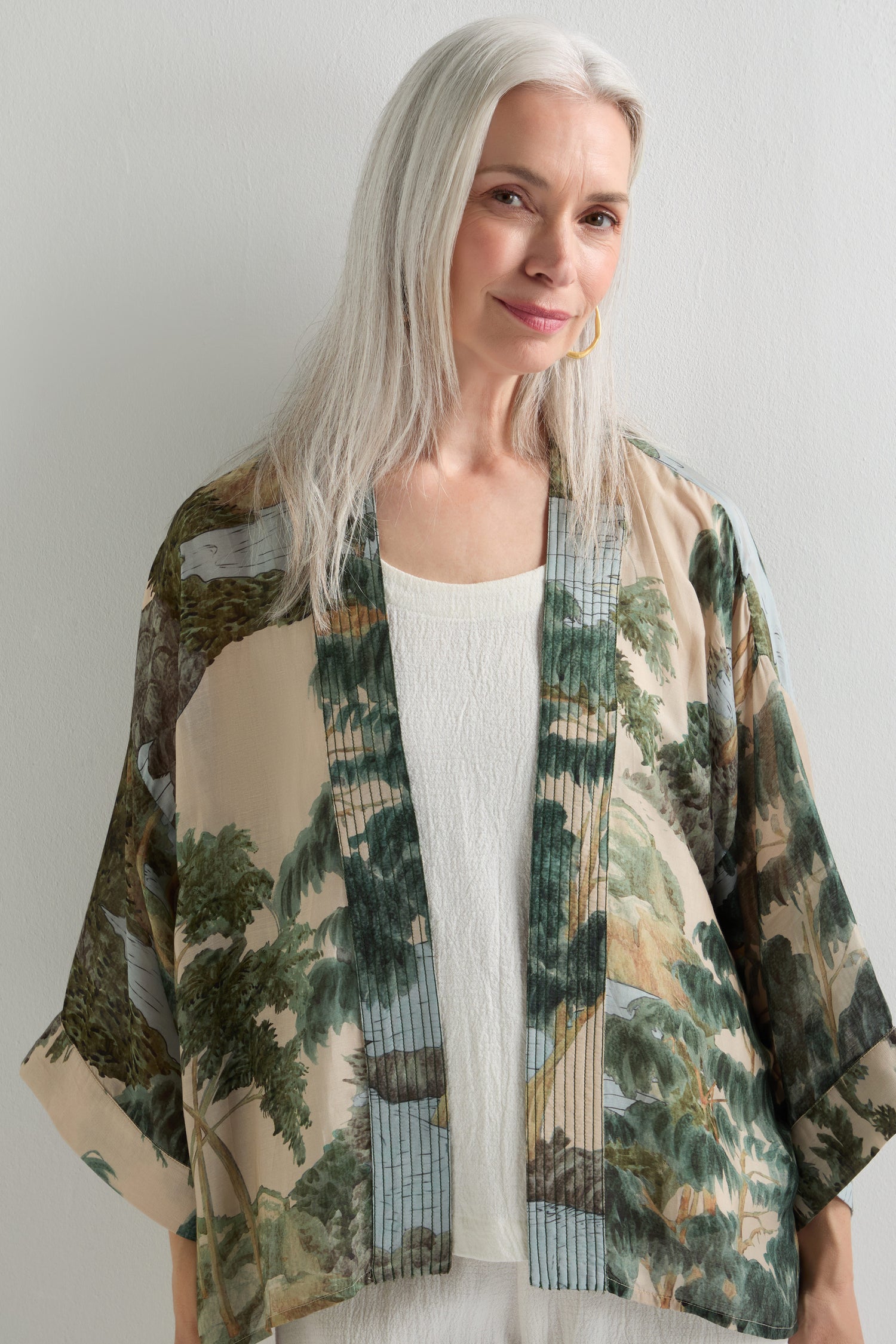 Rivers and Trees Print Kimono
