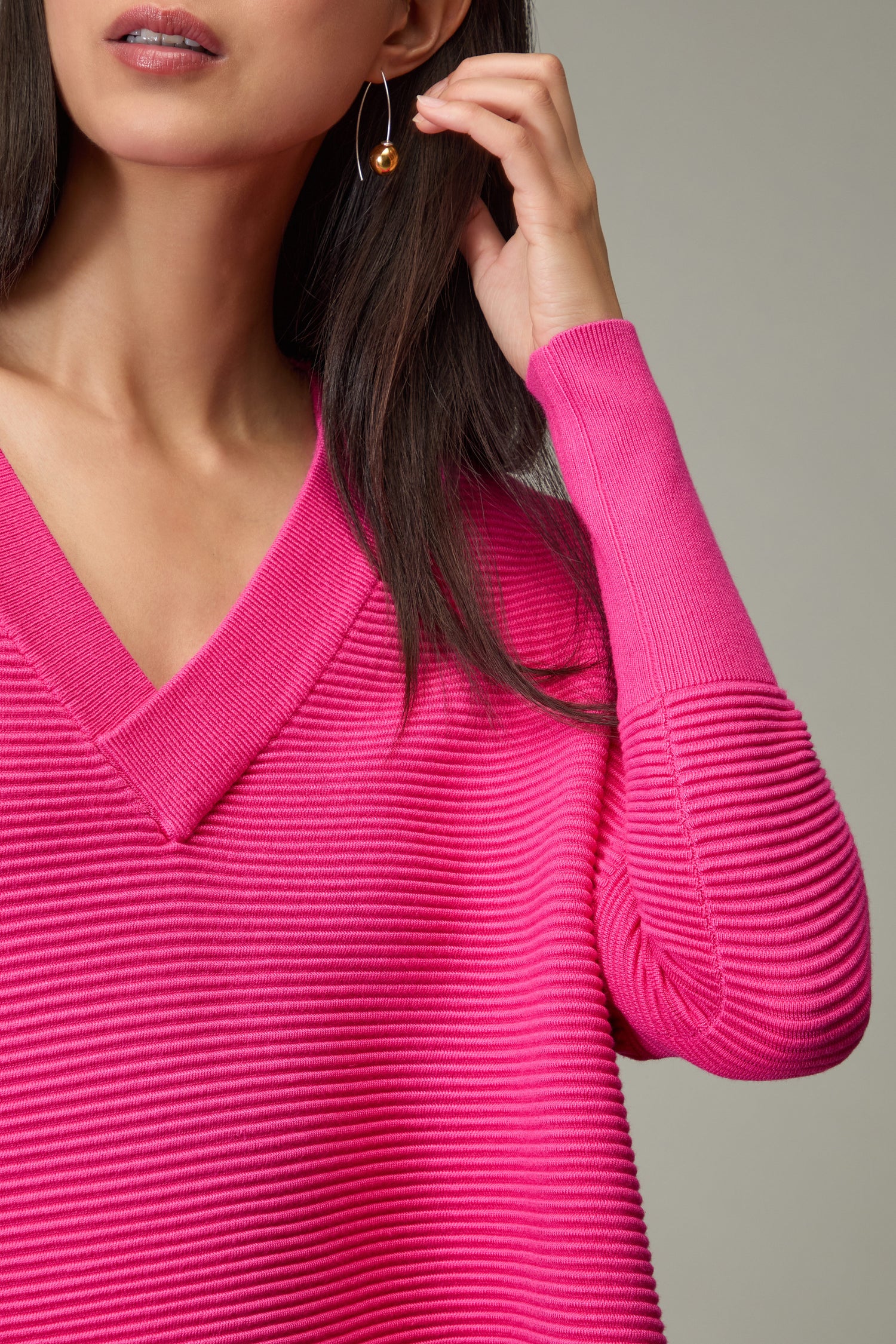 V Neck Ribbed Jumper
