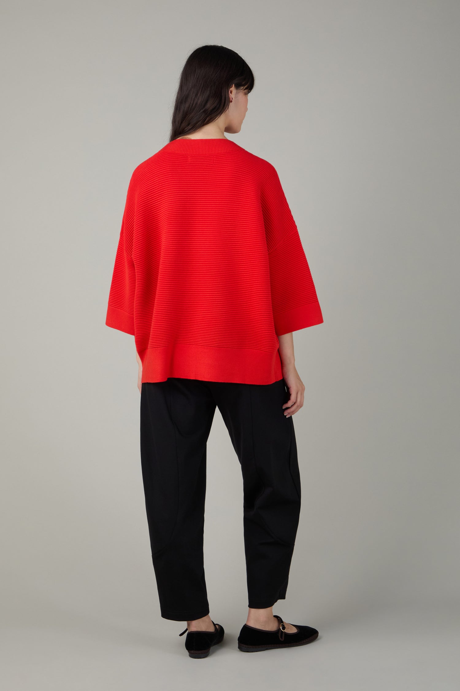 Wide Sleeve Ribbed Jumper