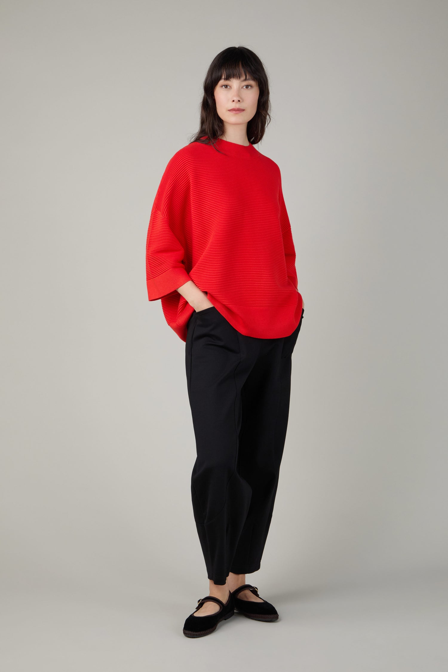 Wide Sleeve Ribbed Jumper