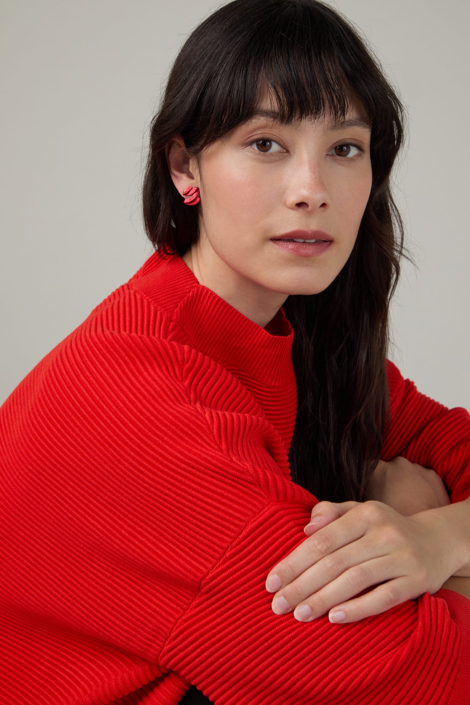 Wide Sleeve Ribbed Jumper