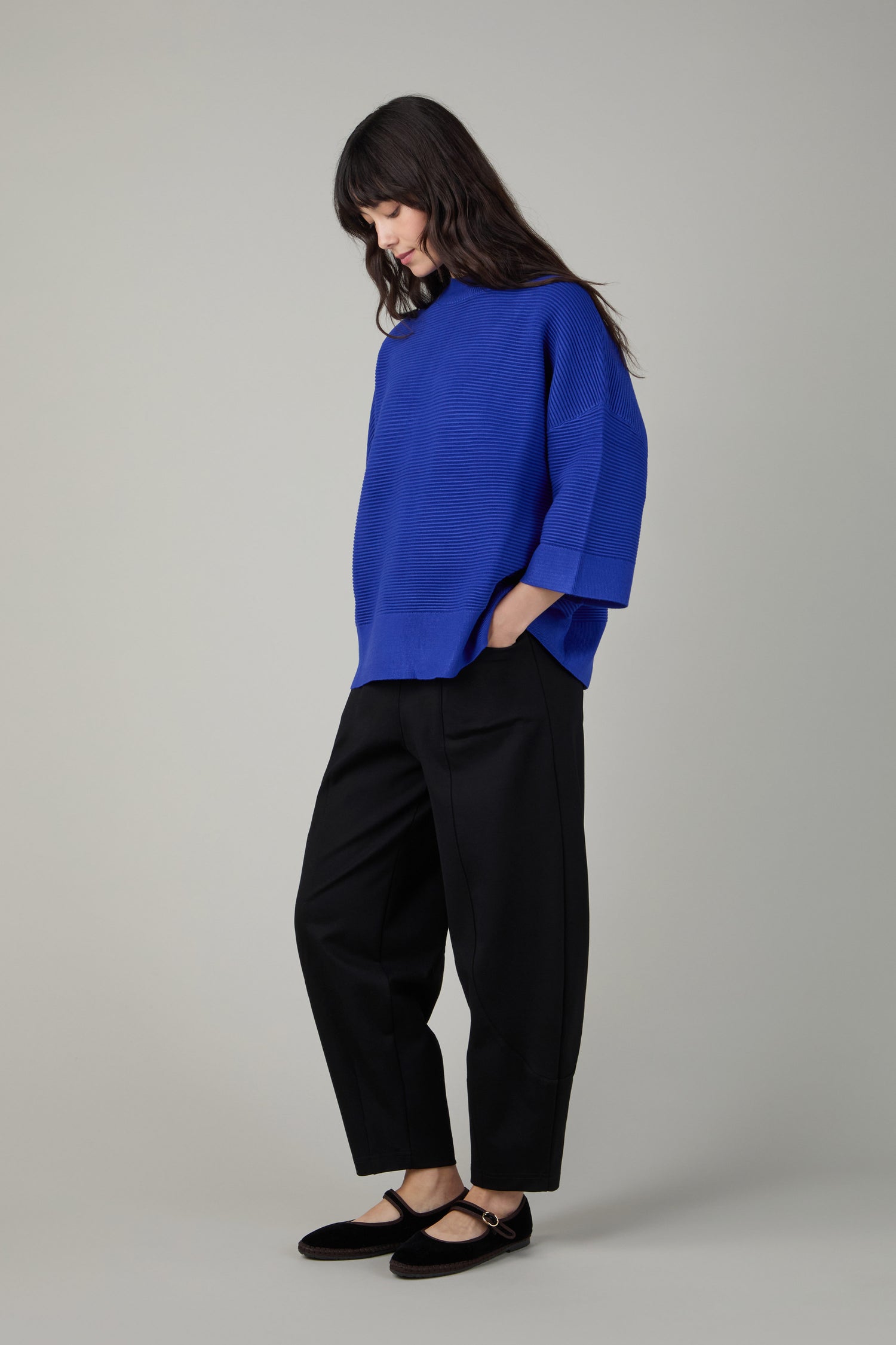 Wide Sleeve Ribbed Jumper
