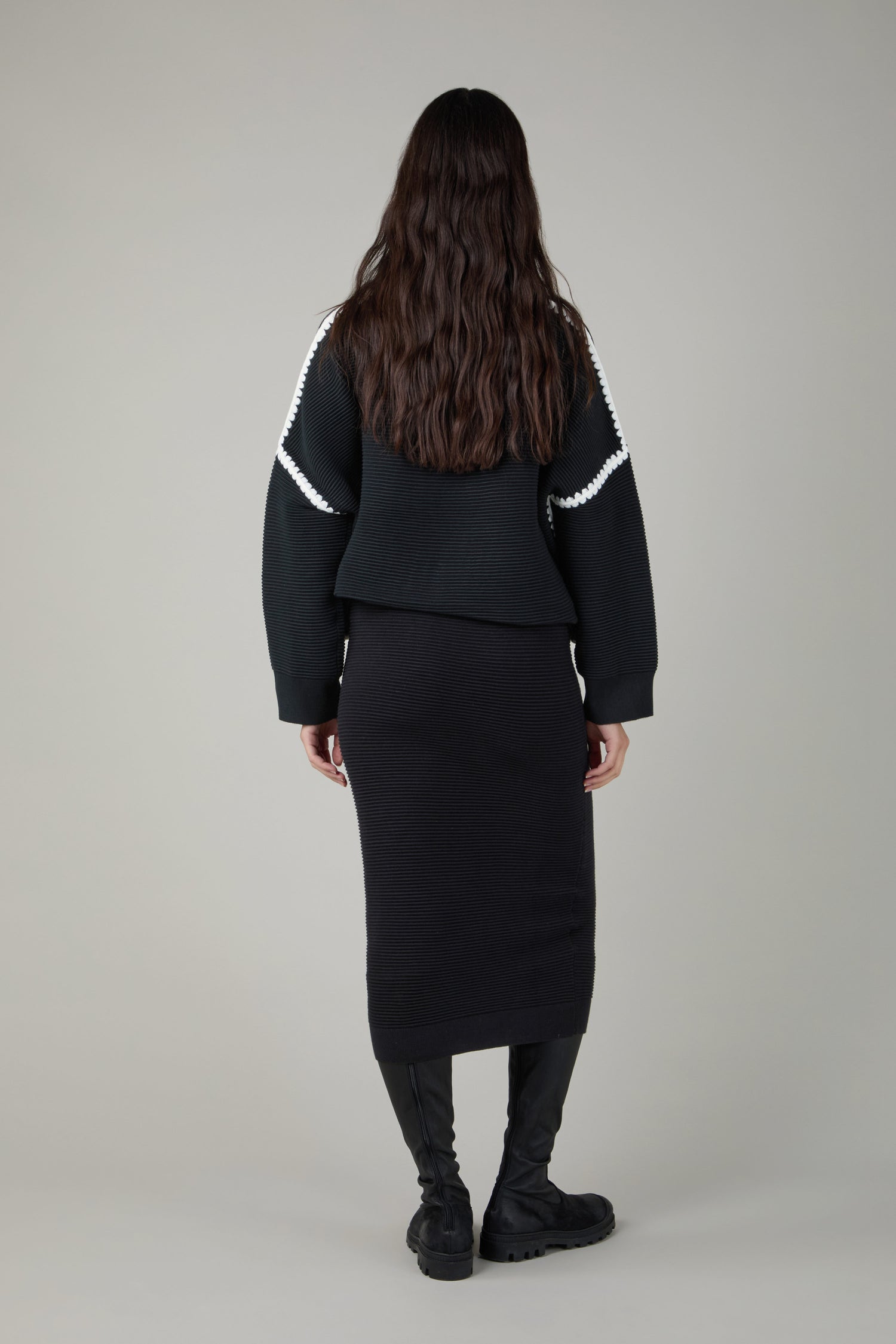 Black Ribbed Tube Skirt