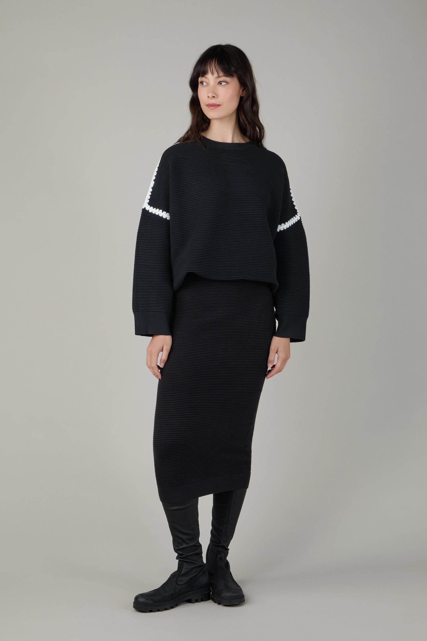 Black Ribbed Tube Skirt