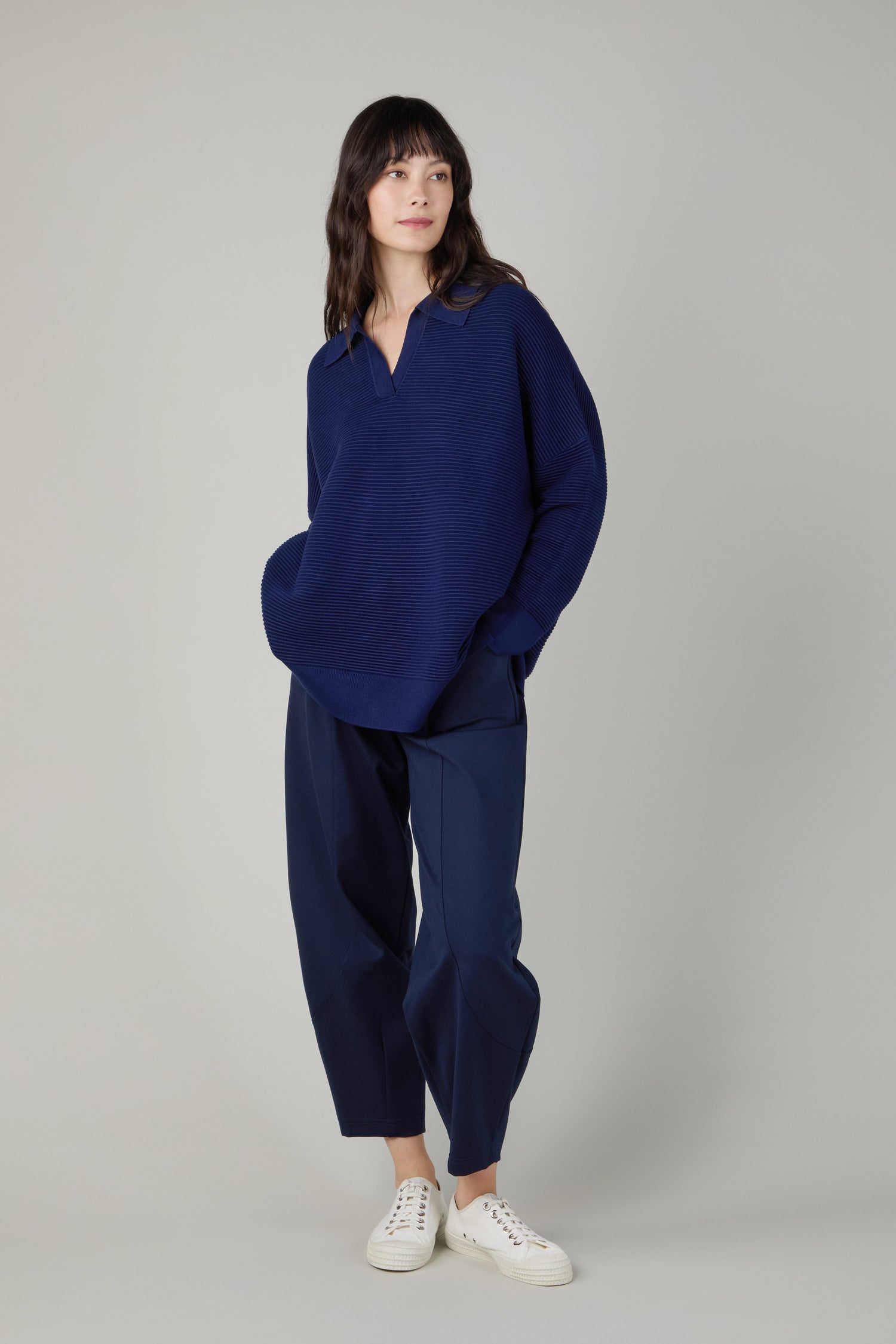 Collar Detail Ribbed Sweater