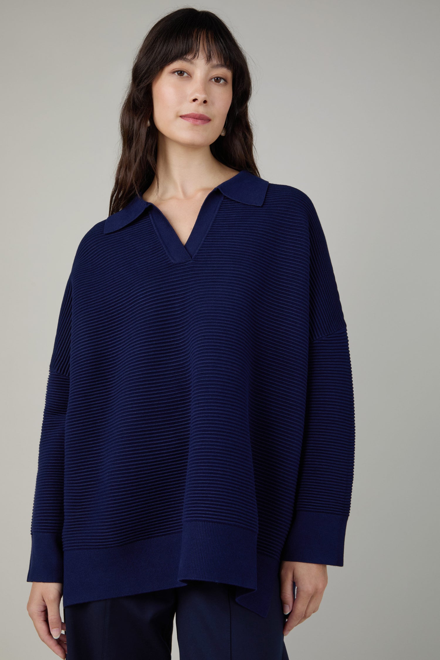 Collar Detail Ribbed Sweater