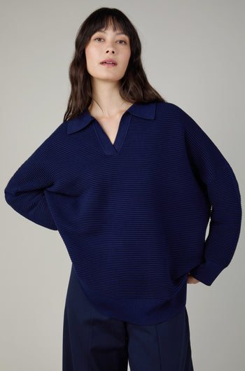 Collar Detail Ribbed Sweater