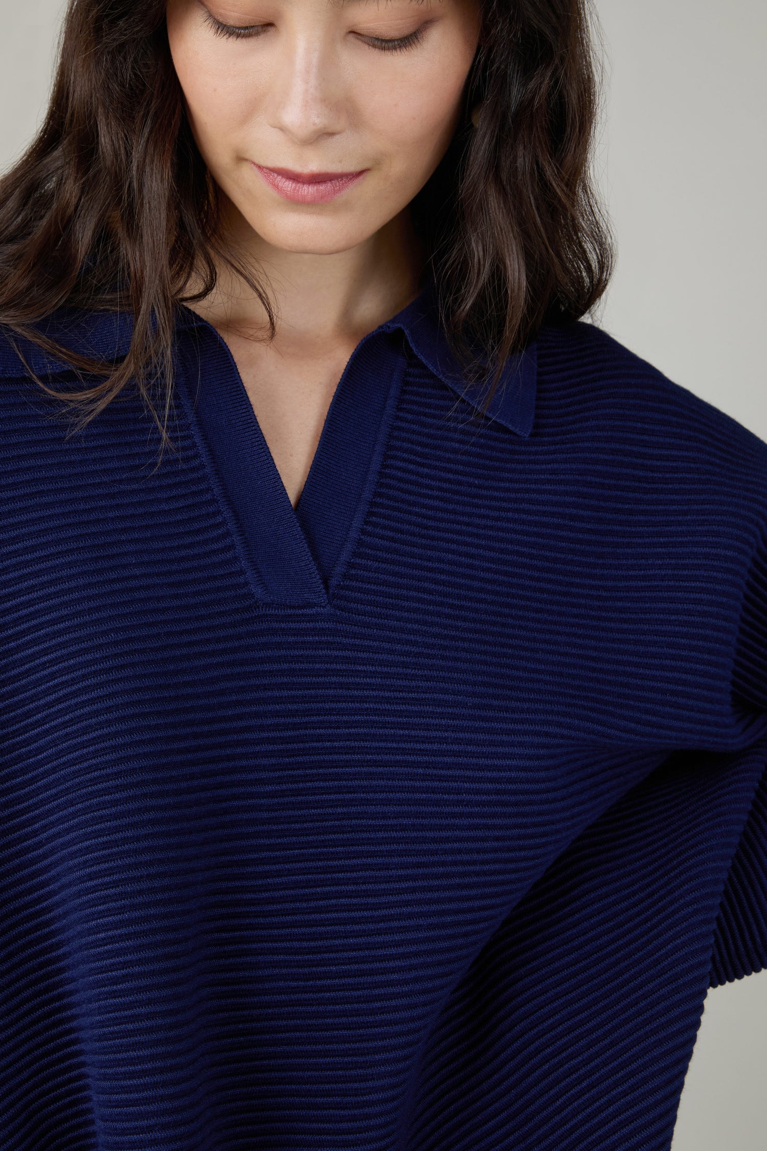 Collar Detail Ribbed Sweater